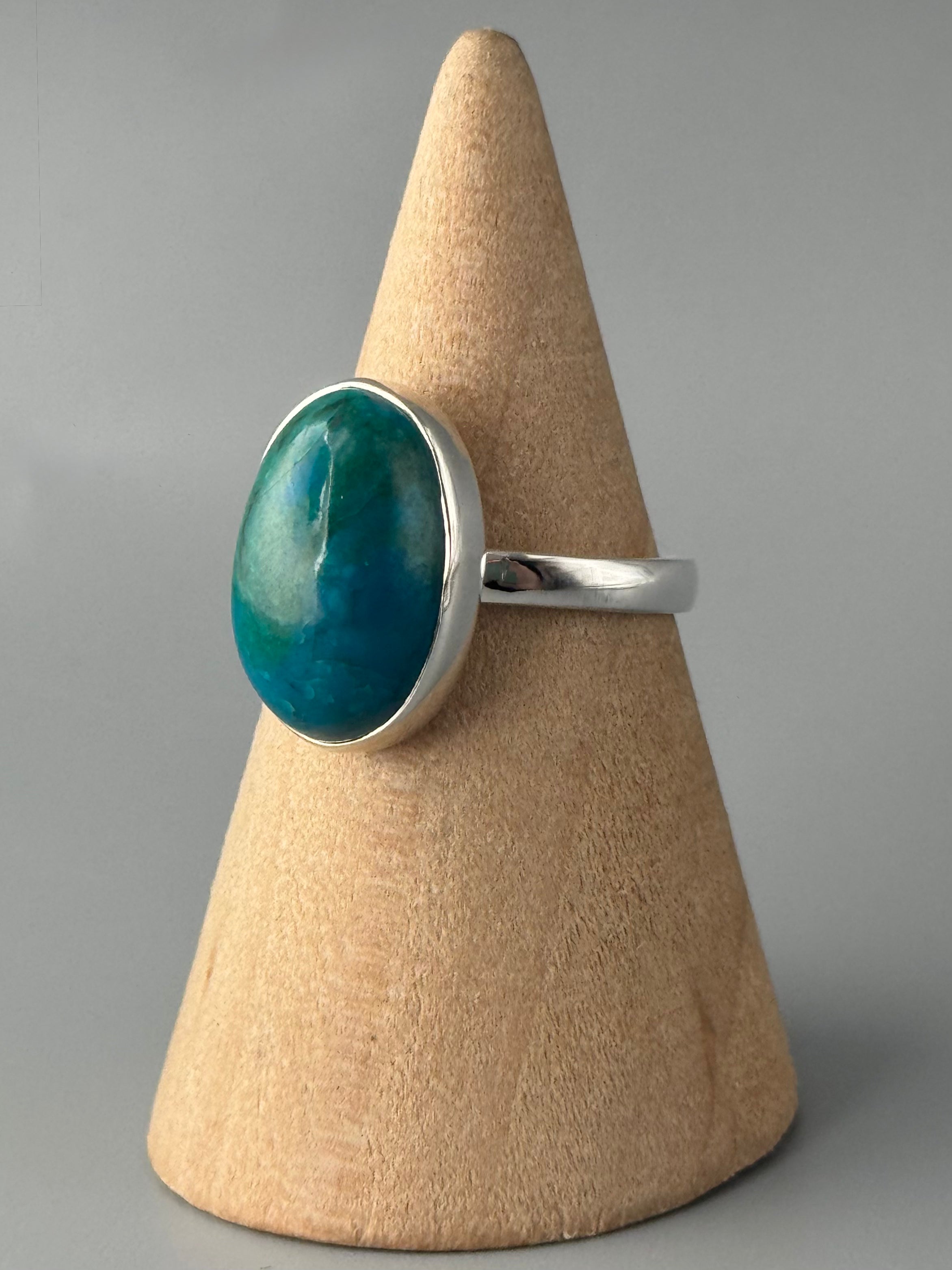 •CHRYSOCOLLA - OVAL• sterling silver ring (size 7)
