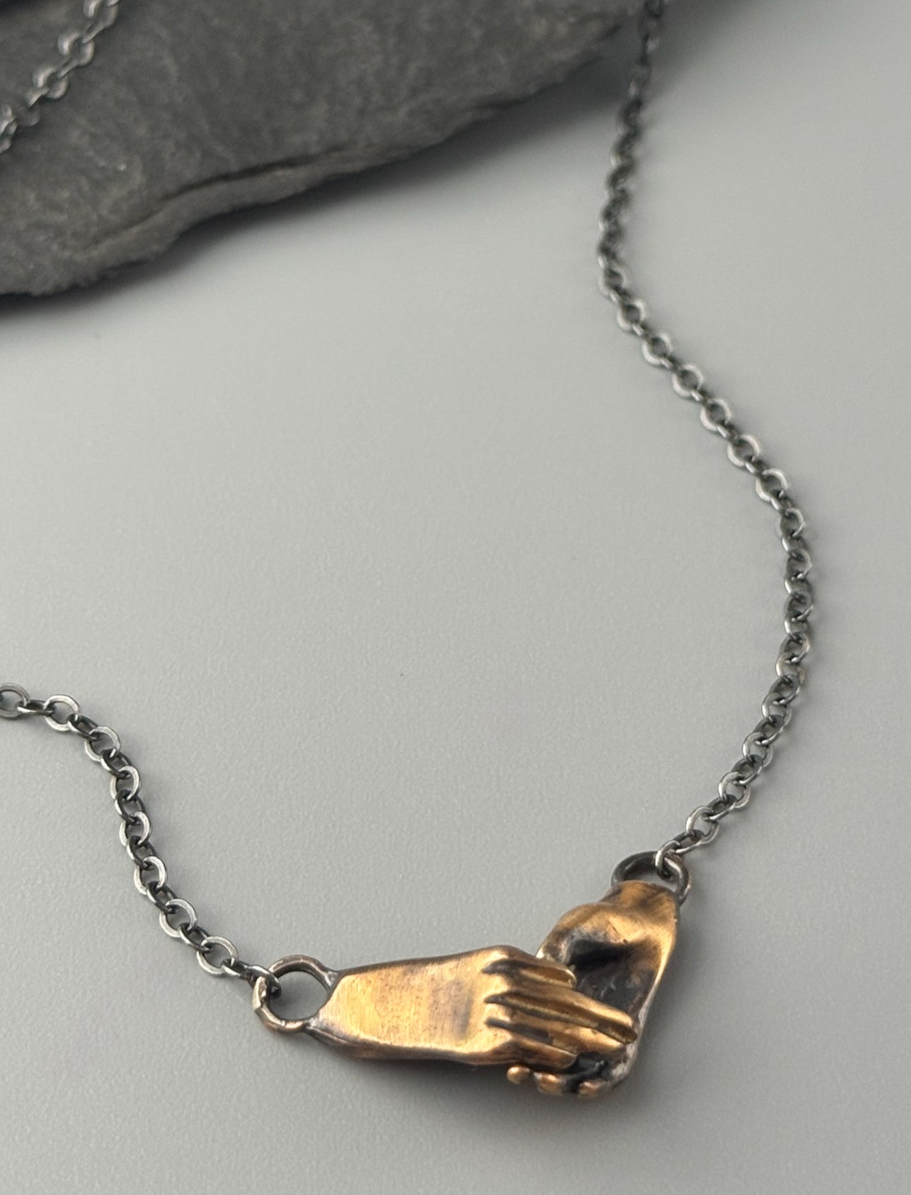 •HOLDING HANDS• bronze necklace (various lengths)