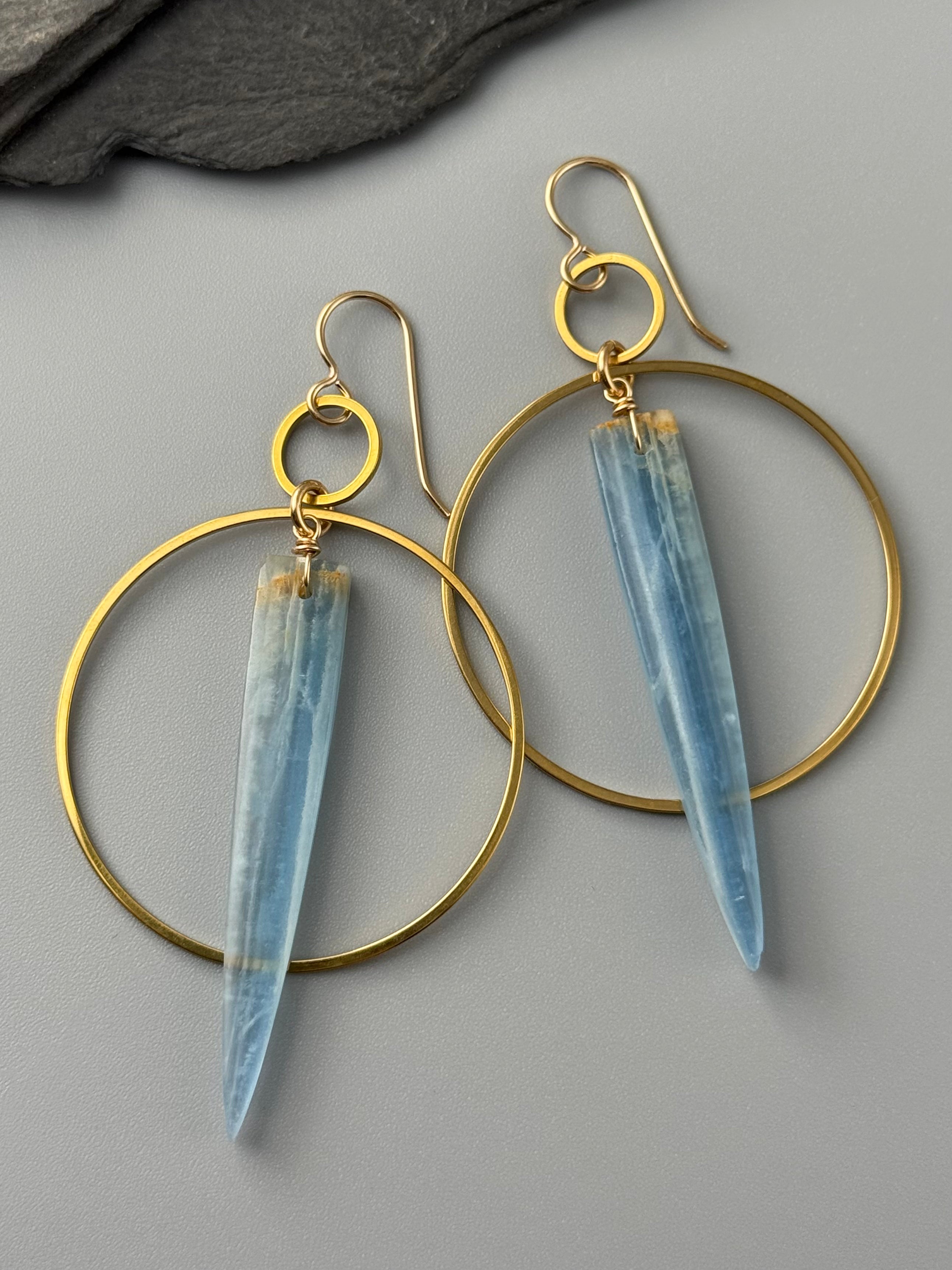 •EQUA-ORBIT• blue calcite + gold earrings
