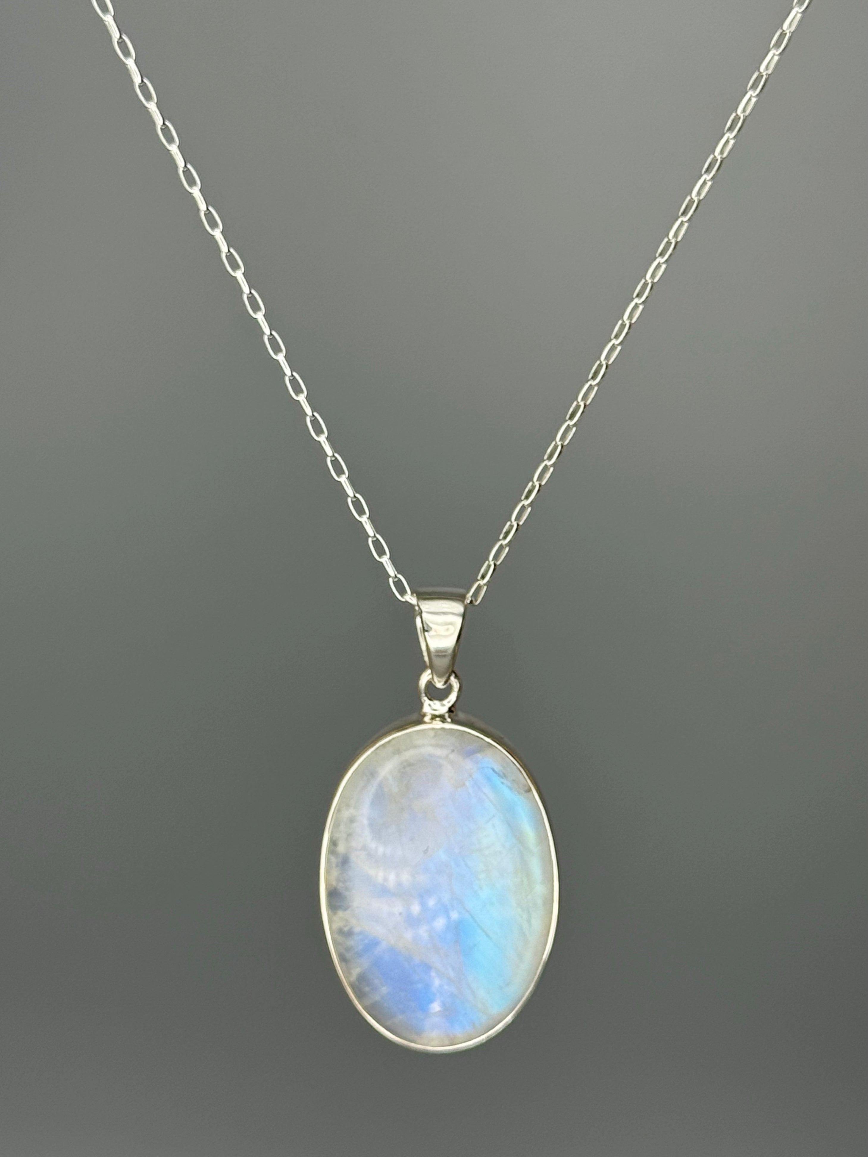 •RAINBOW MOONSTONE OVAL - 1• sterling silver pendant