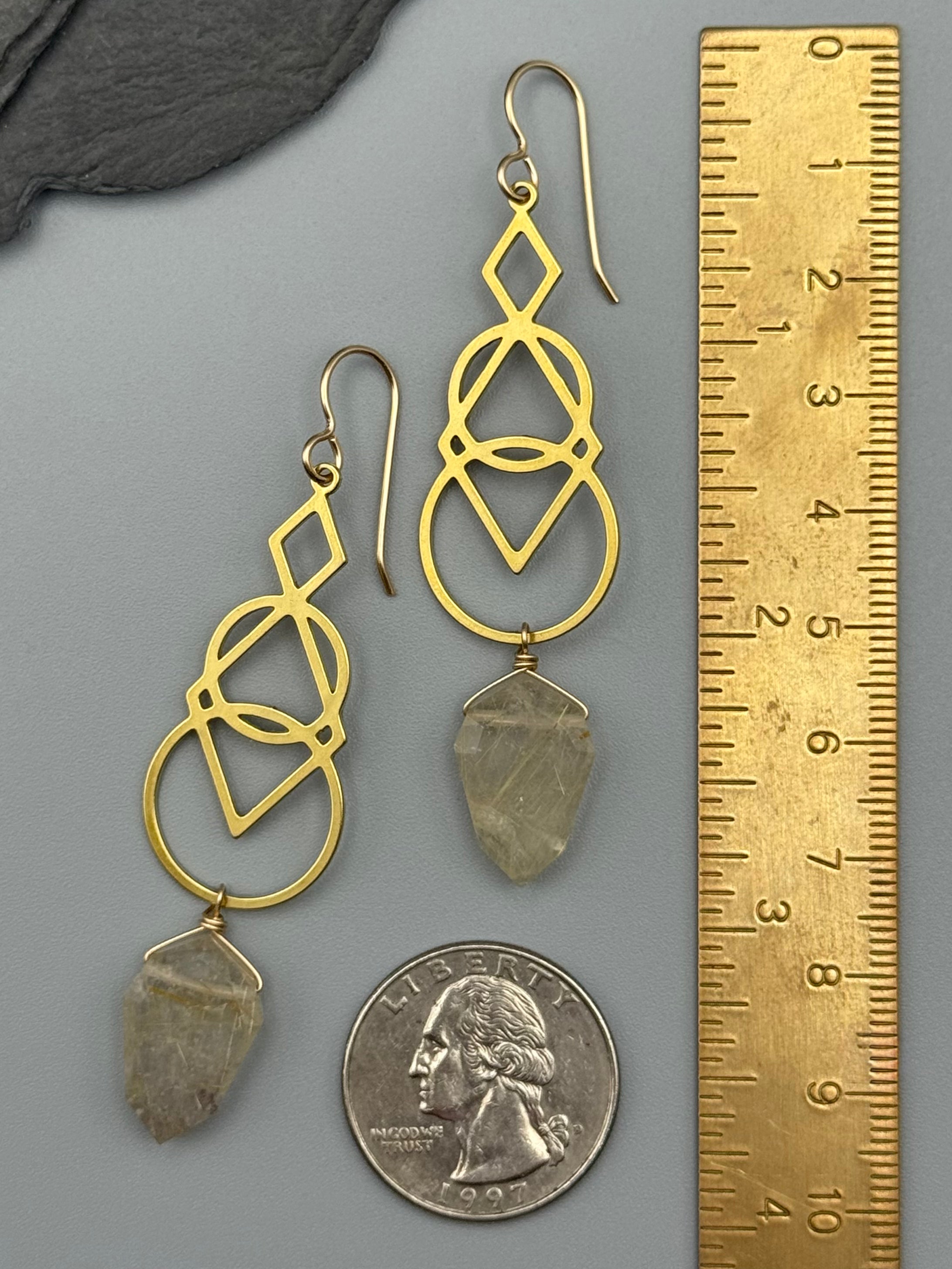 •SIGNS• rutilated quartz + gold earrings