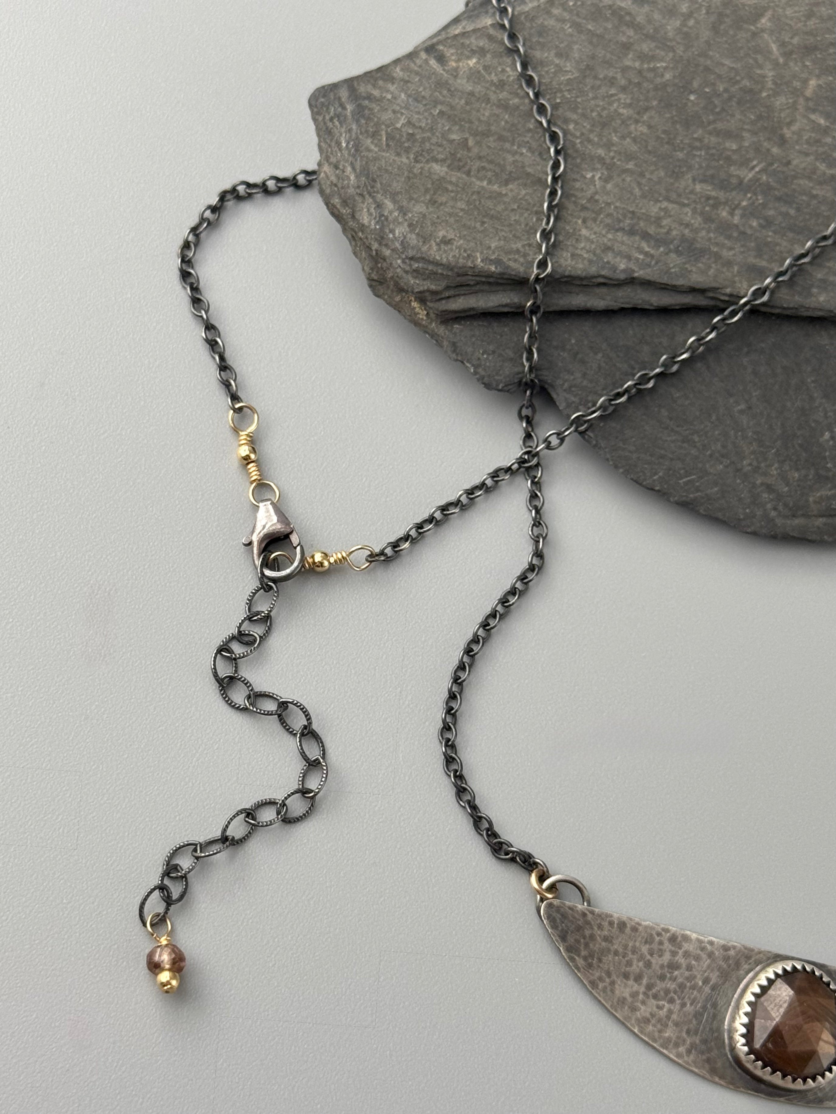•CHOCOLATE SAPPHIRE• mixed metal necklace (16" - 18" long)