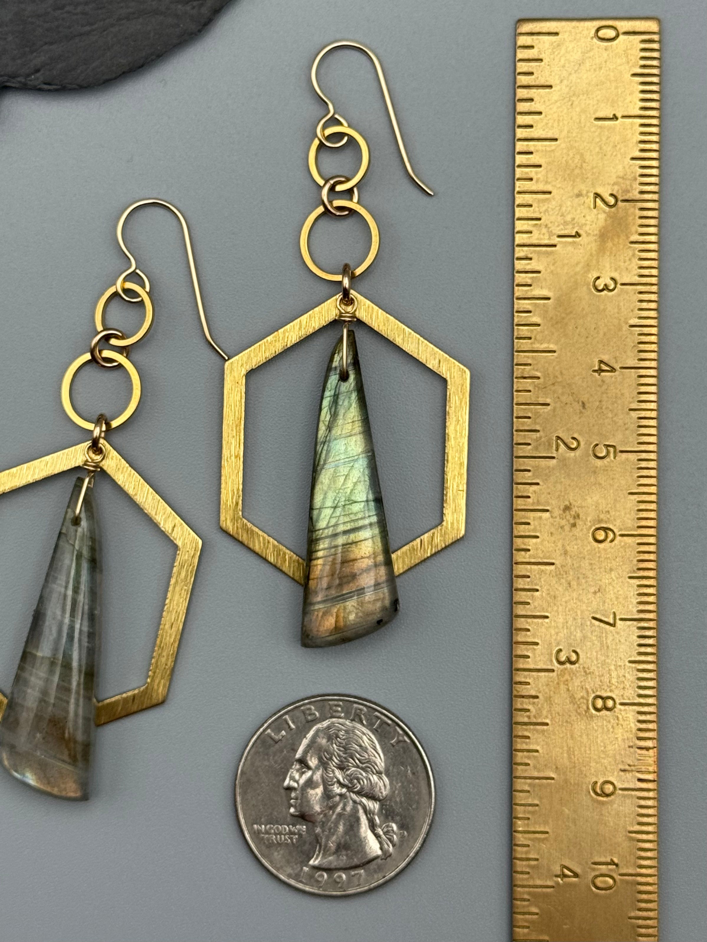 •HEX ORBITAL• golden labradorite + gold earrings
