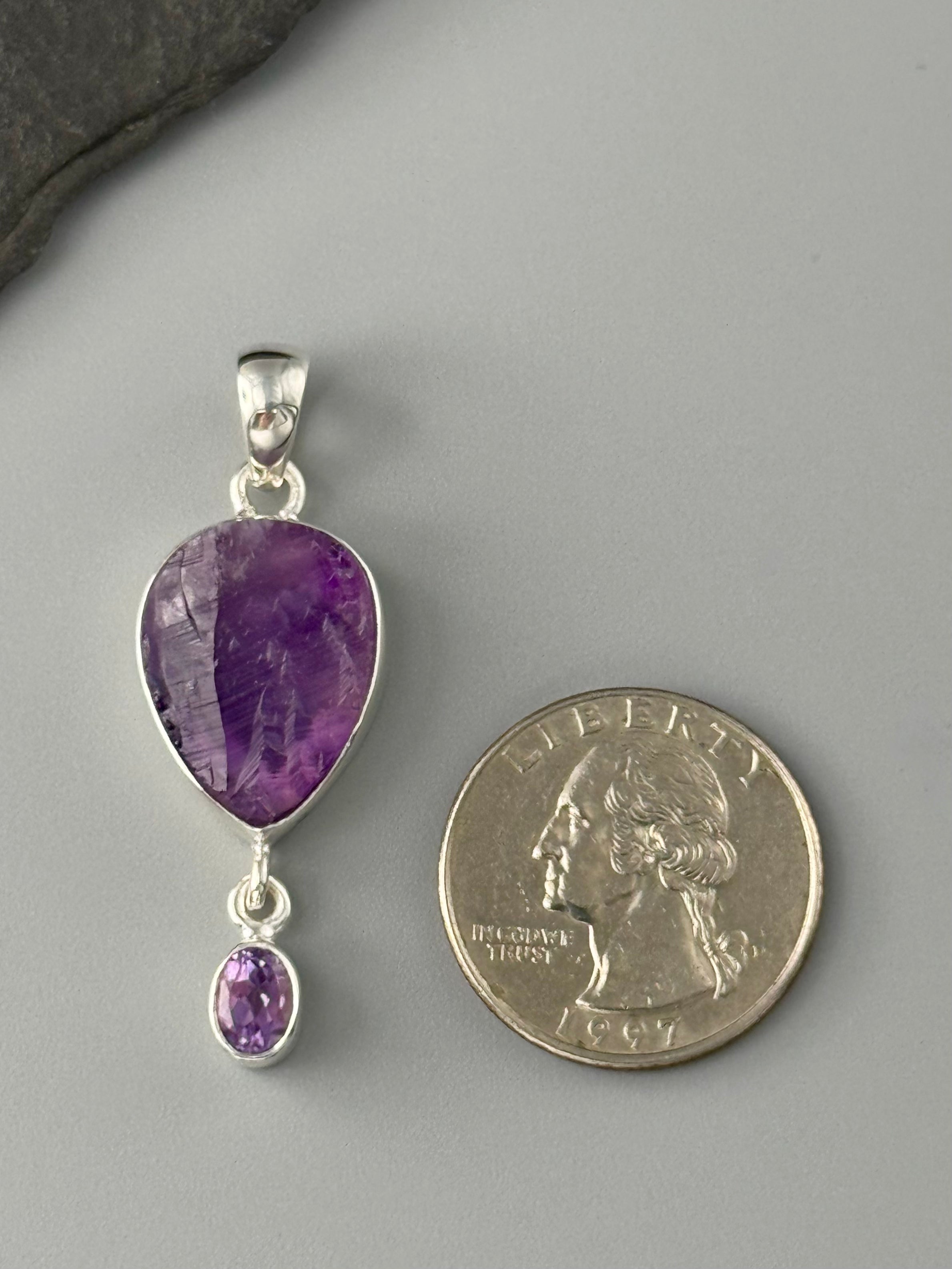 •AMETHYST DROP - 2• sterling silver pendant