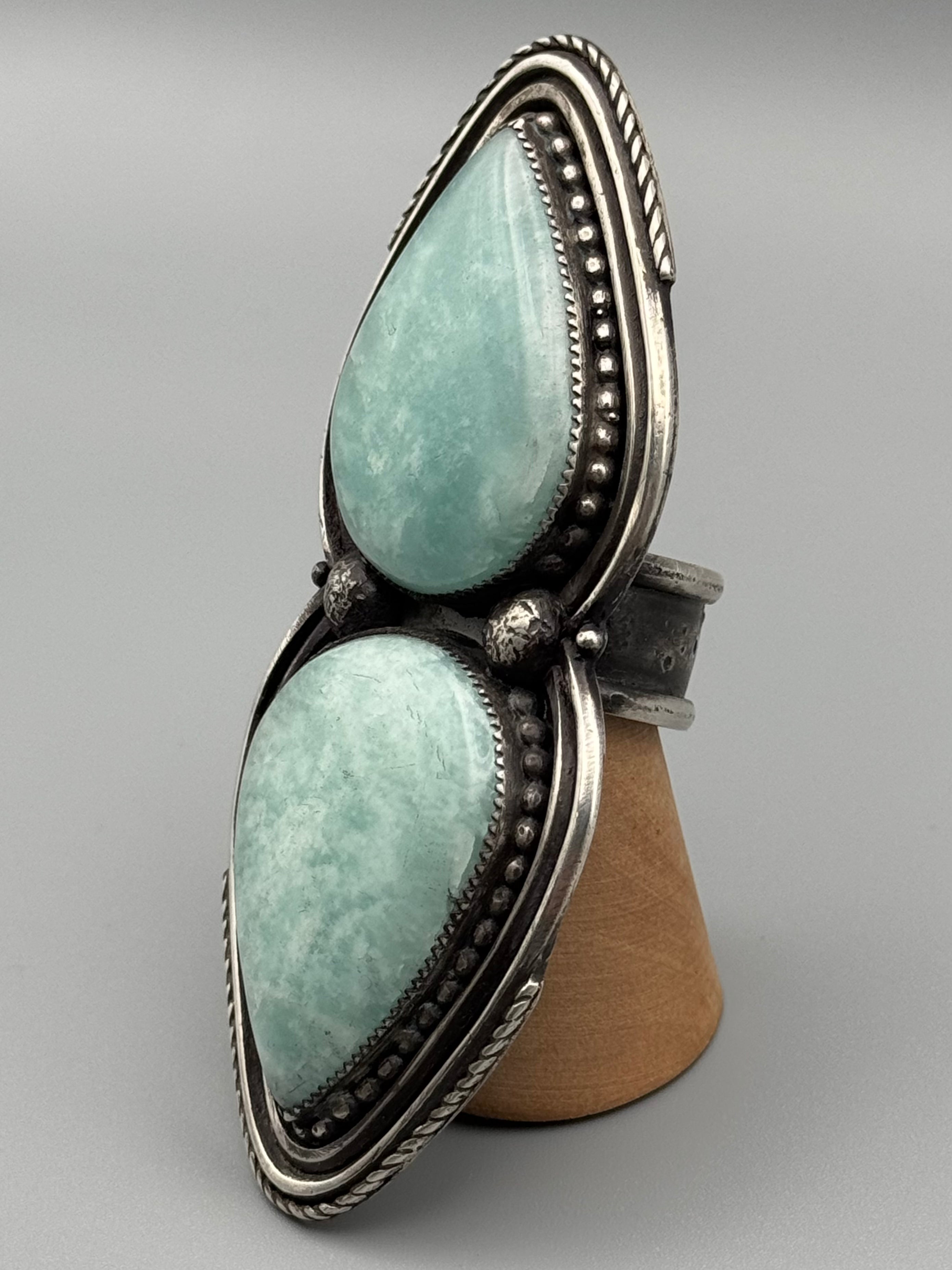 •DOUBLE TROUBLE• amazonite + silver ring (size 7.75)