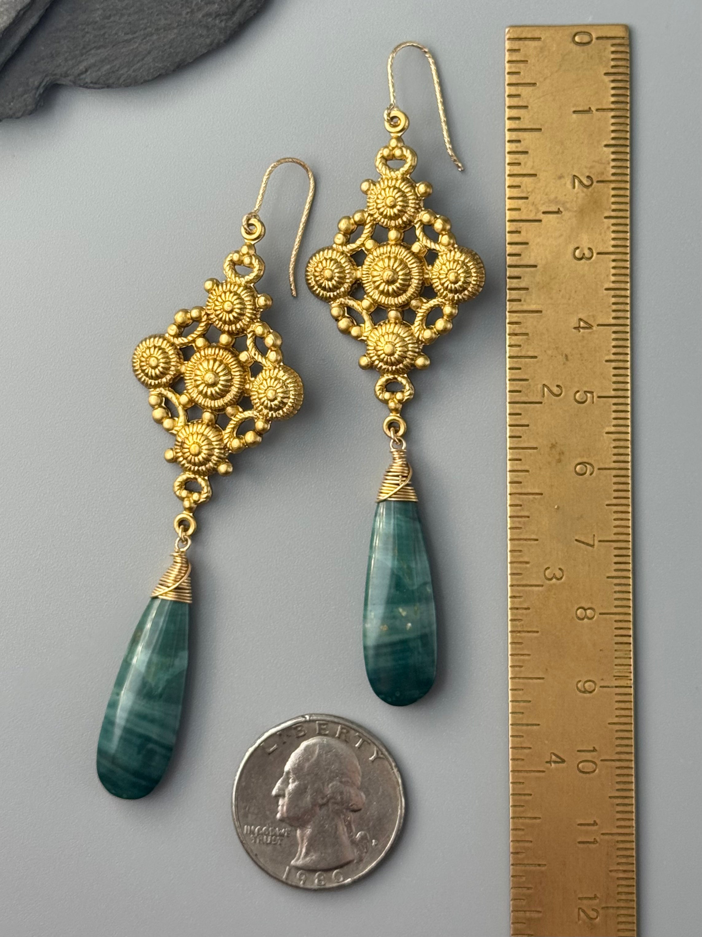 •FLORENCE• green mountain jade + gold earrings
