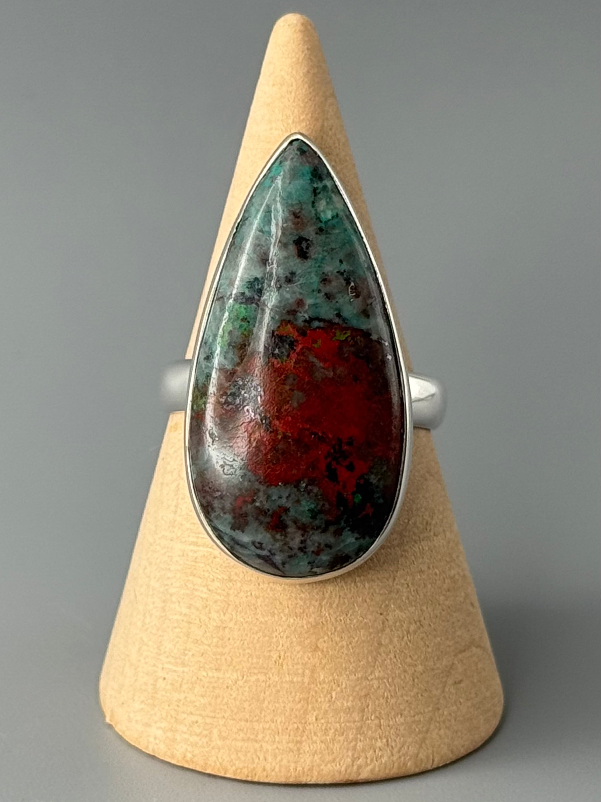 •SONORAN JASPER - TEAR• simple bezel silver ring (size 9)