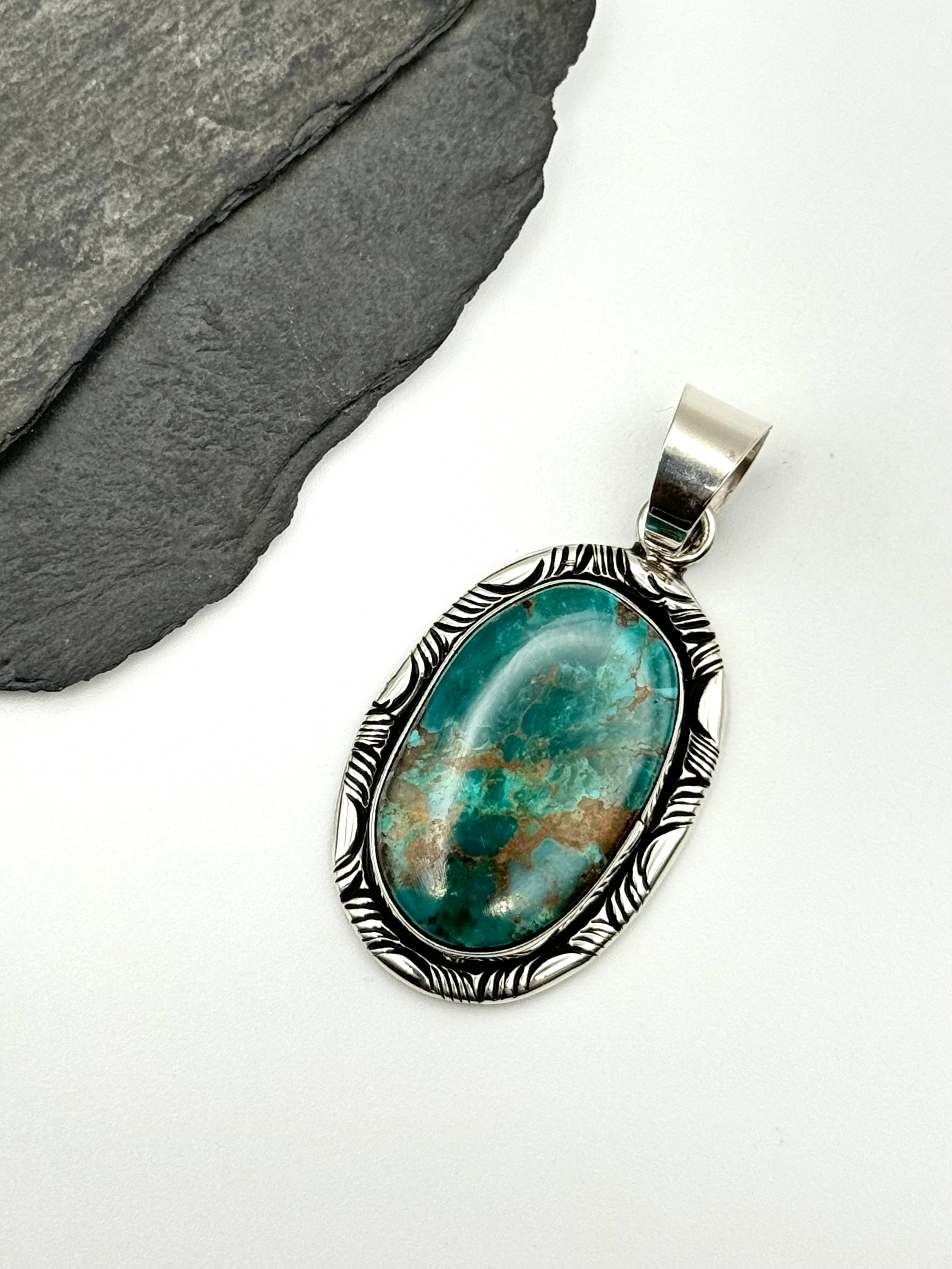 •TURQUOISE - 1• Navajo silver pendant