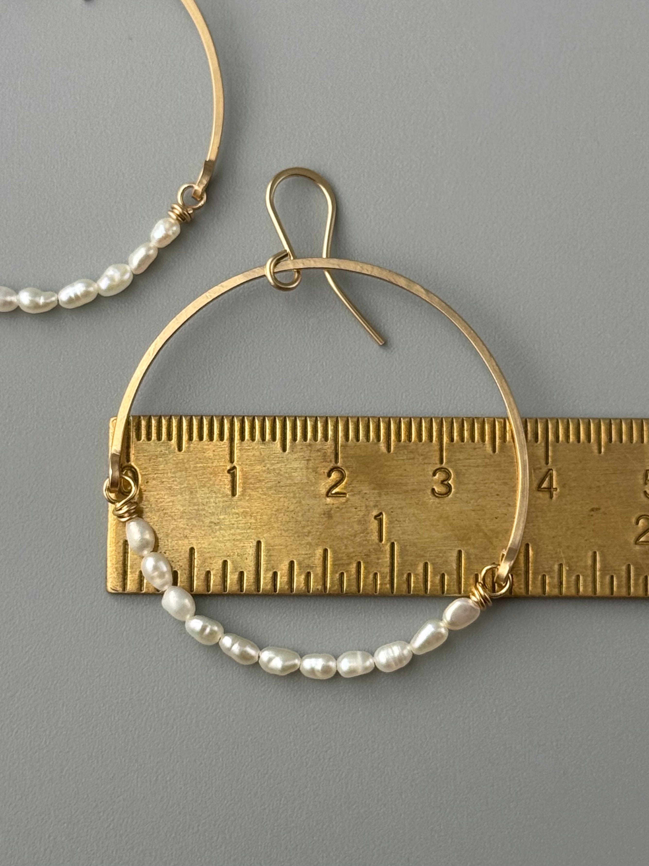 •HOOP DANGLE• pearl + gold earrings