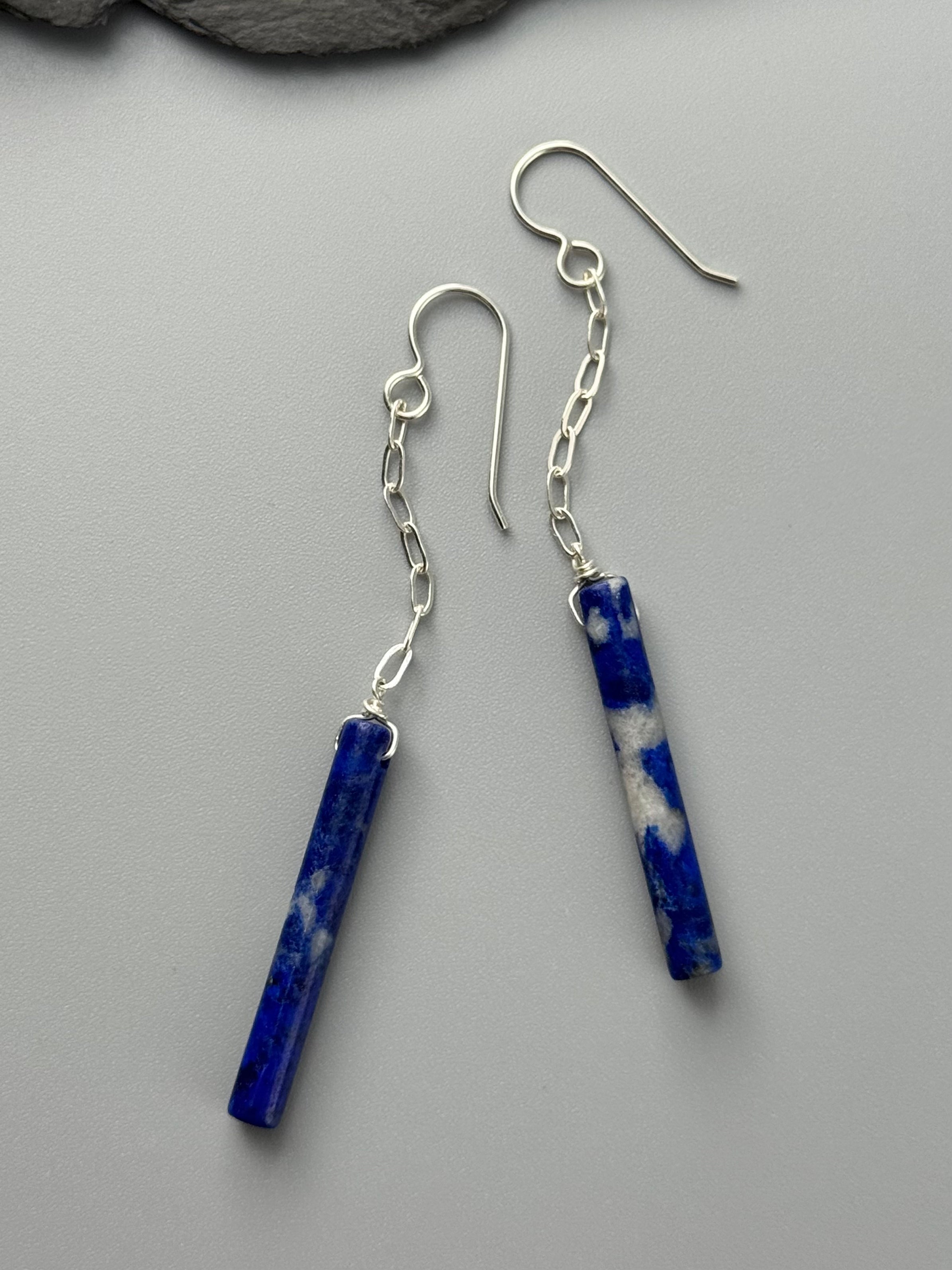 •LINKED• lapis lazuli + silver earrings