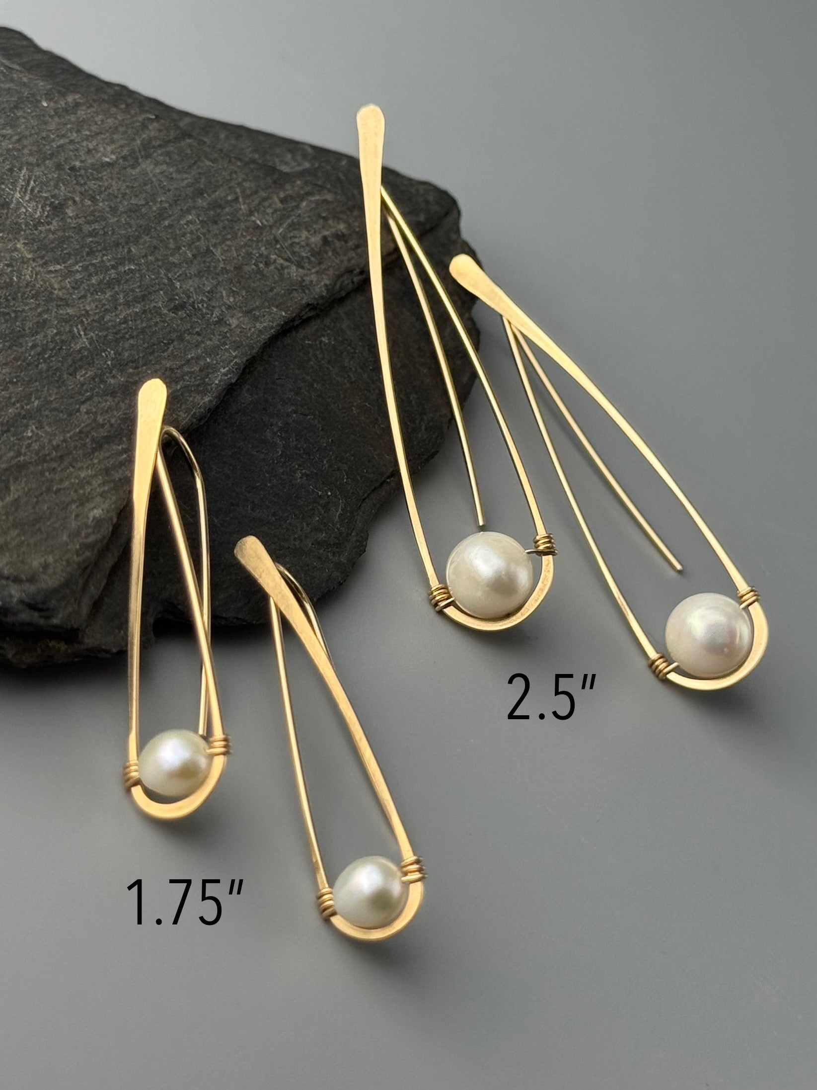 •DEEP DROP THREADER• pearl + gold earrings