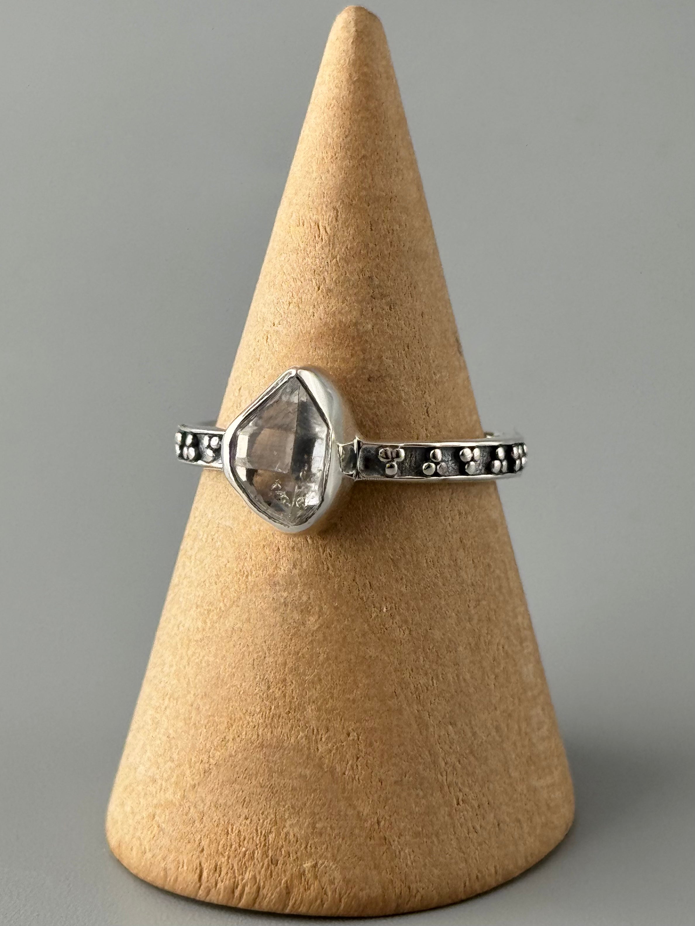 •HERKIMER DIAMOND• elemental dot silver ring (various sizes)