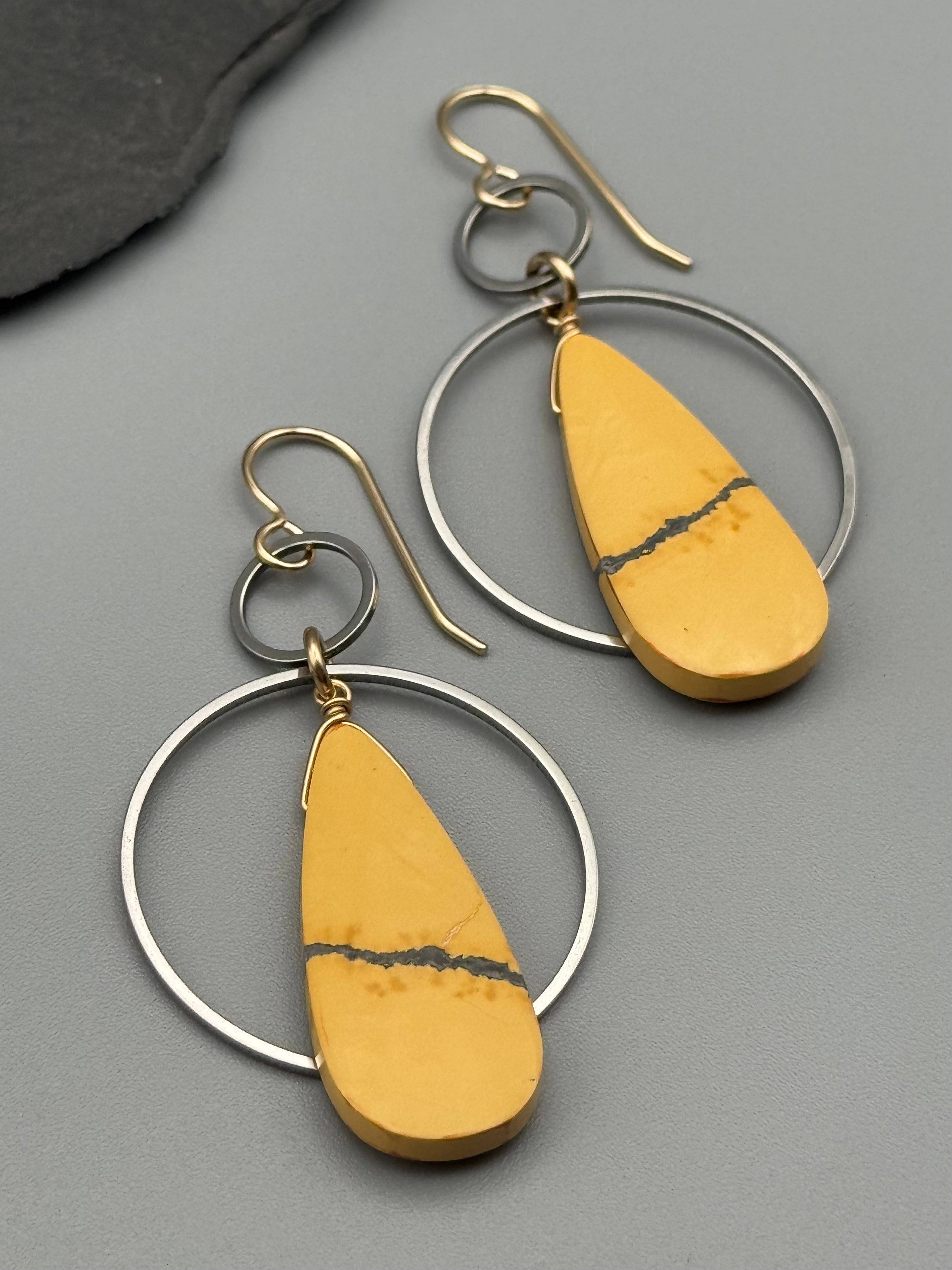 •EQUA-ORBIT• maligano jasper + mixed metal earrings