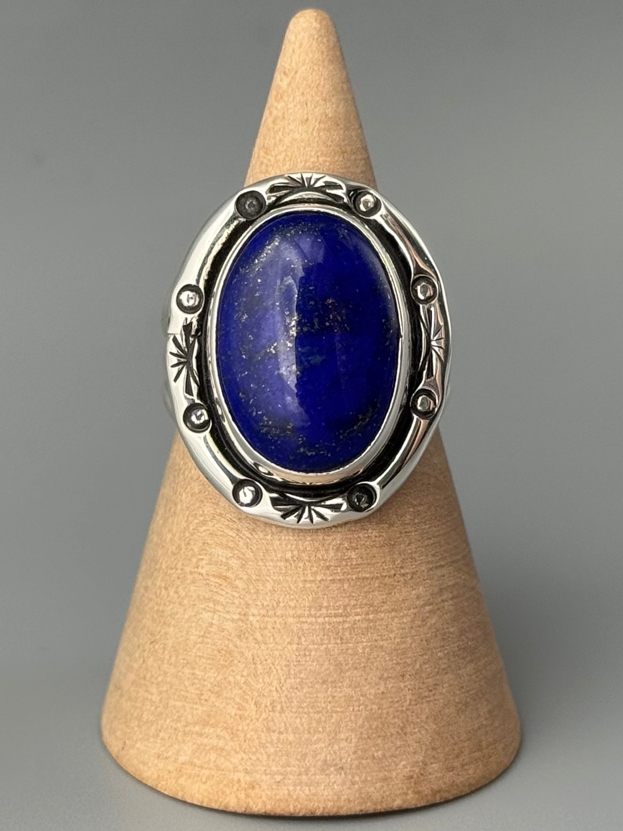 •LAPIS LAZULI - SHÁ• Navajo silver ring (size 8.25)