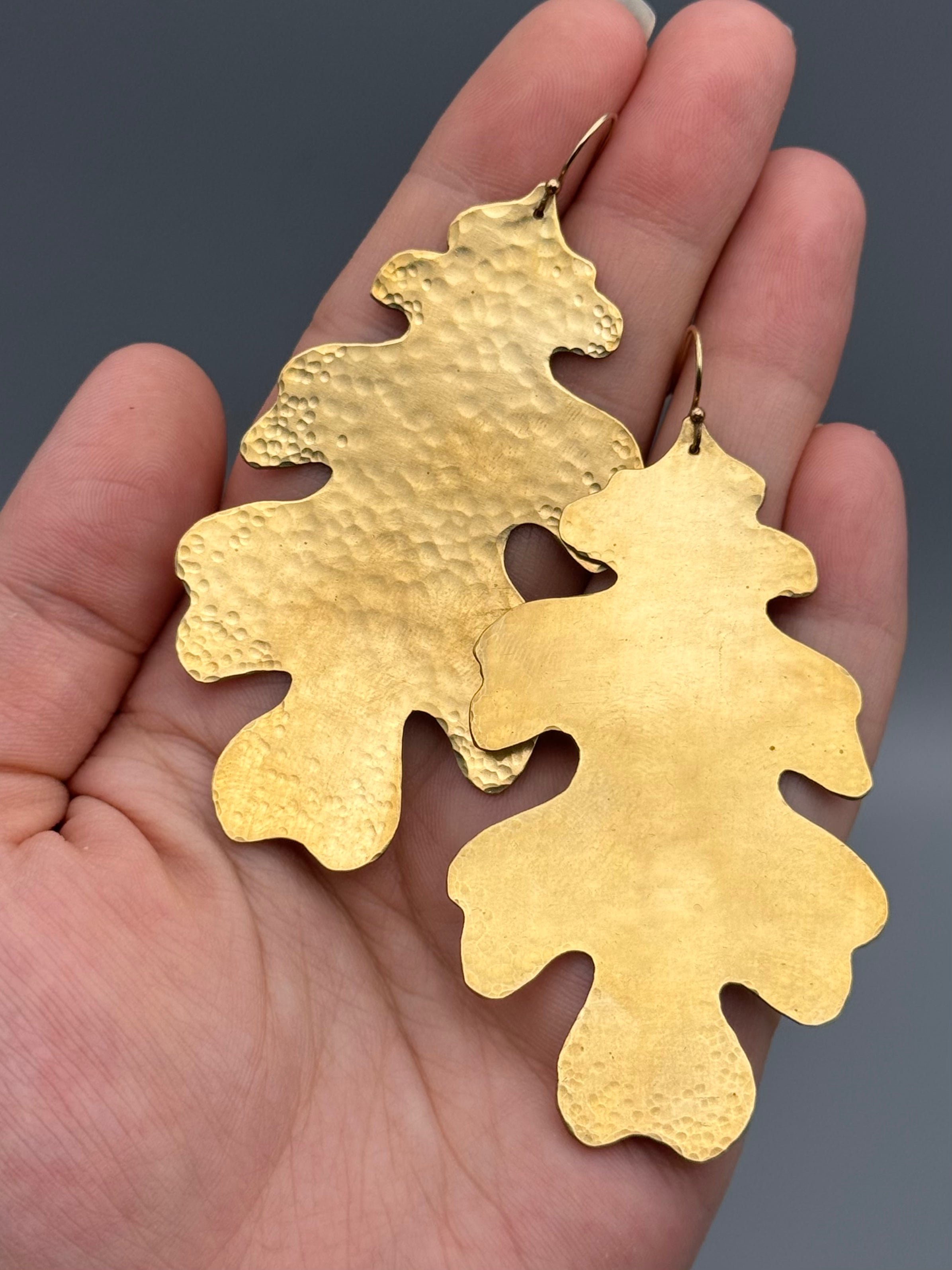 •OAK• gold leaf dangle earrings