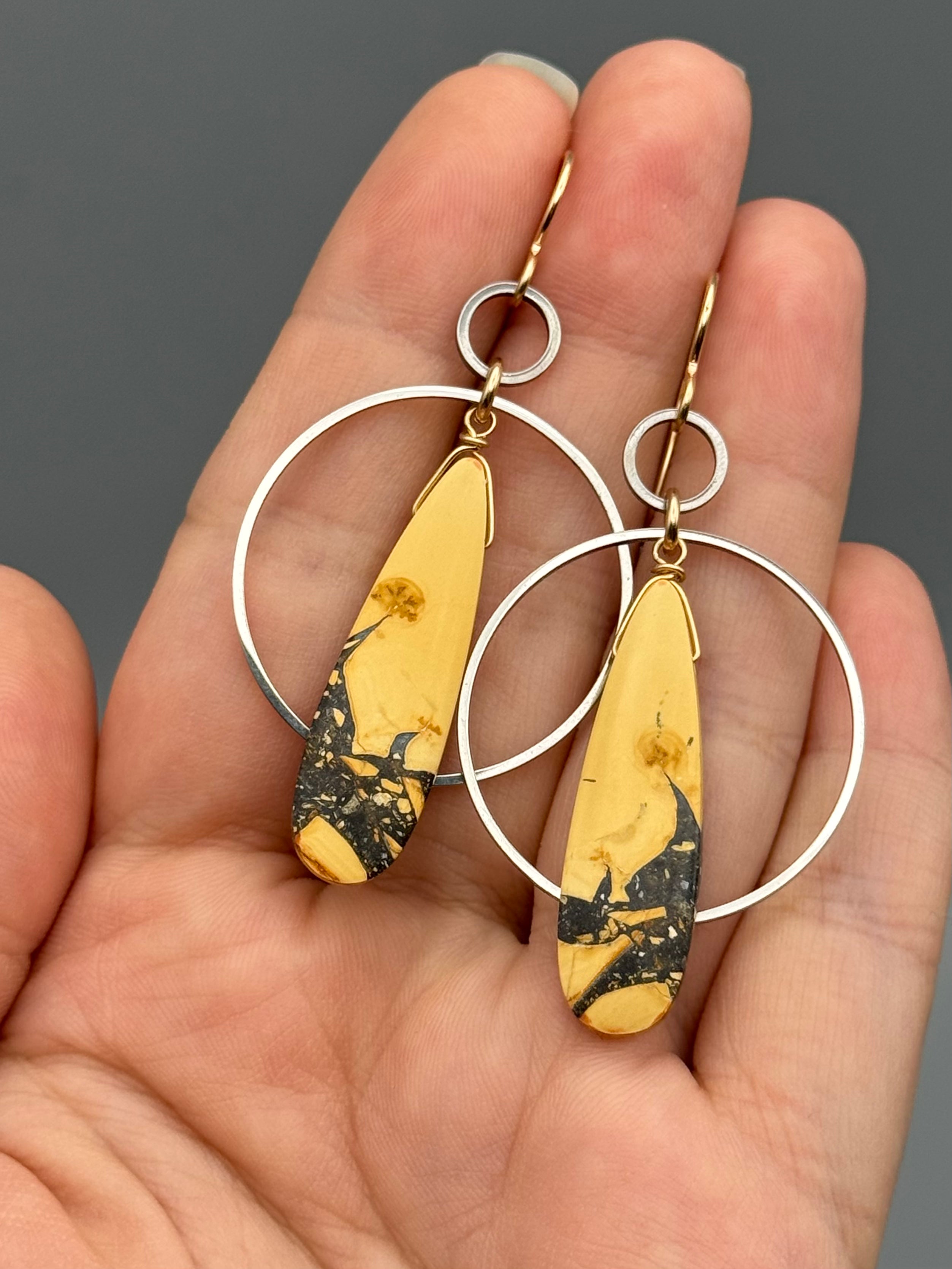 •EQUA-ORBIT• maligano jasper + mixed metal earrings