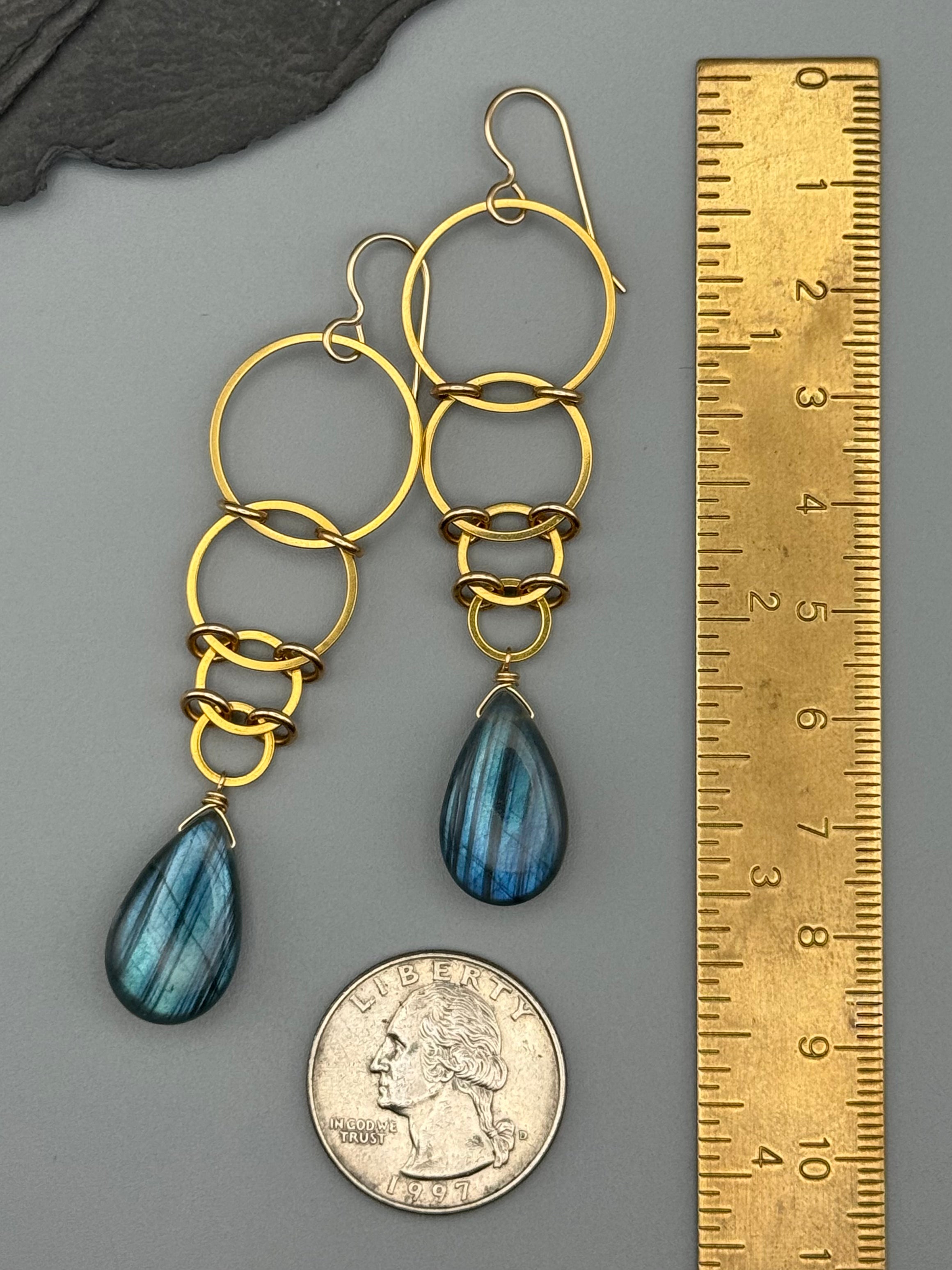 •EOWYN• labradorite tear + gold earrings