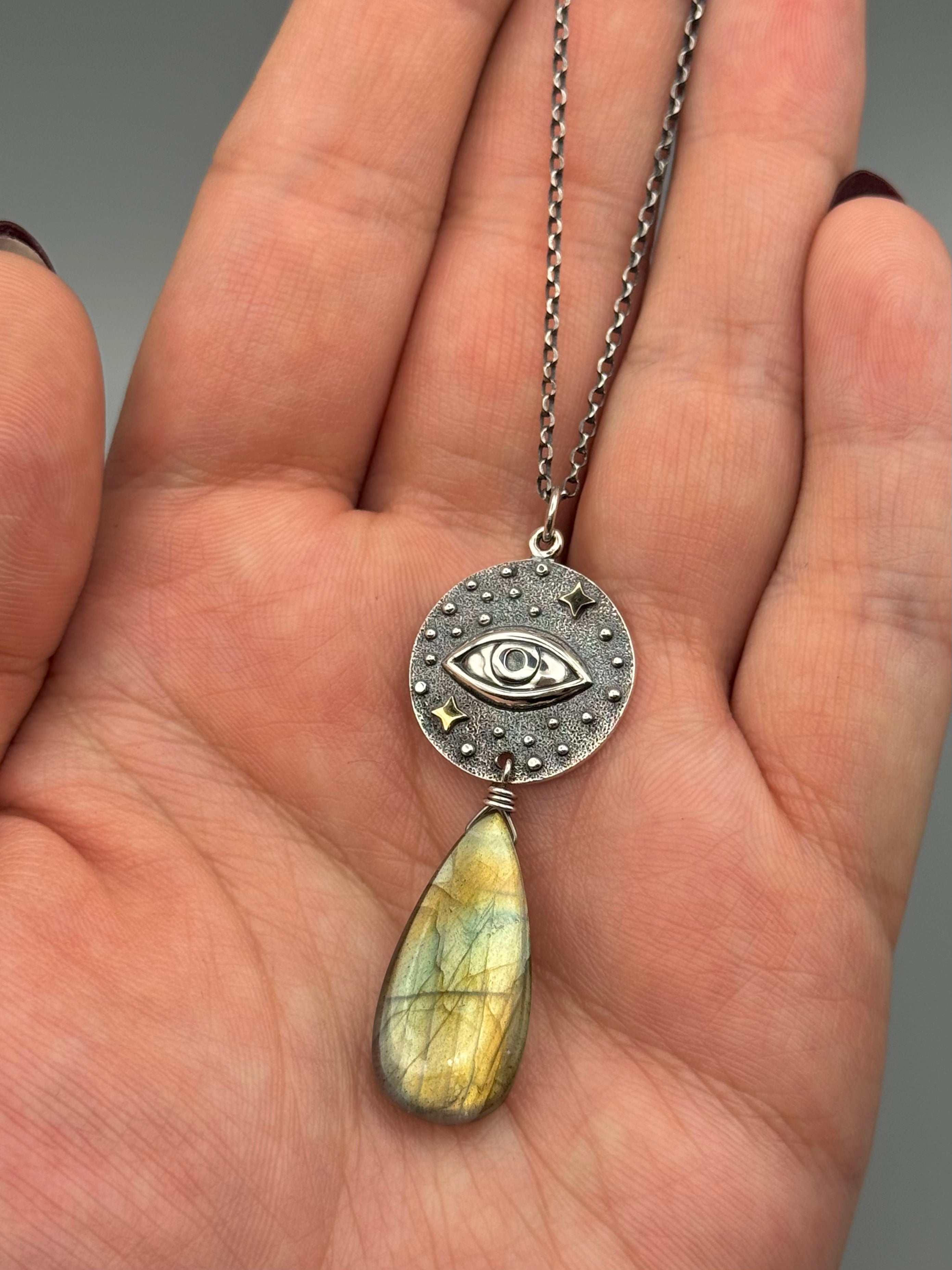 •INVOKE• golden labradorite + silver necklace (16"-18" long)