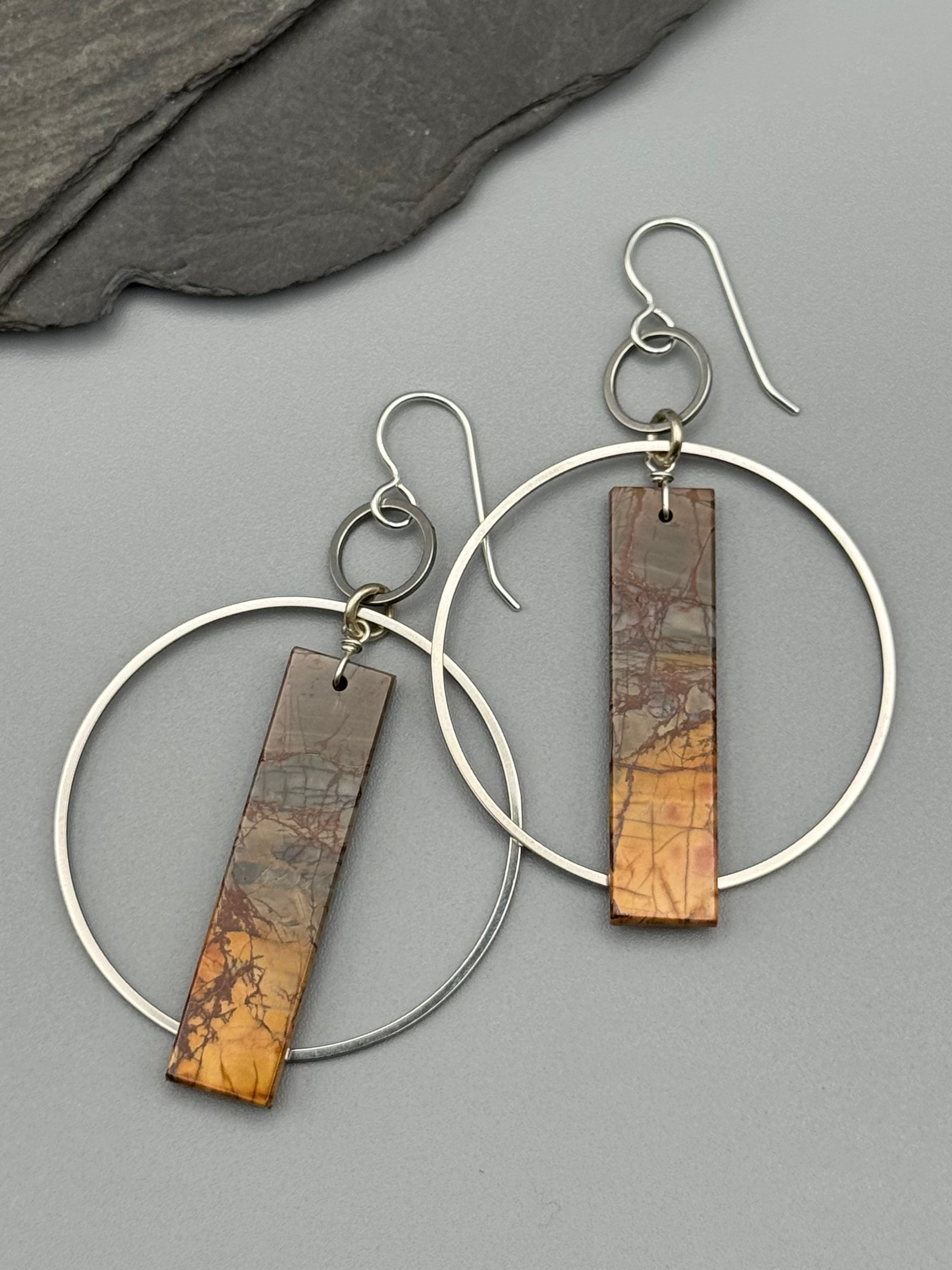 •EQUA-ORBIT• red creek jasper + silver earrings