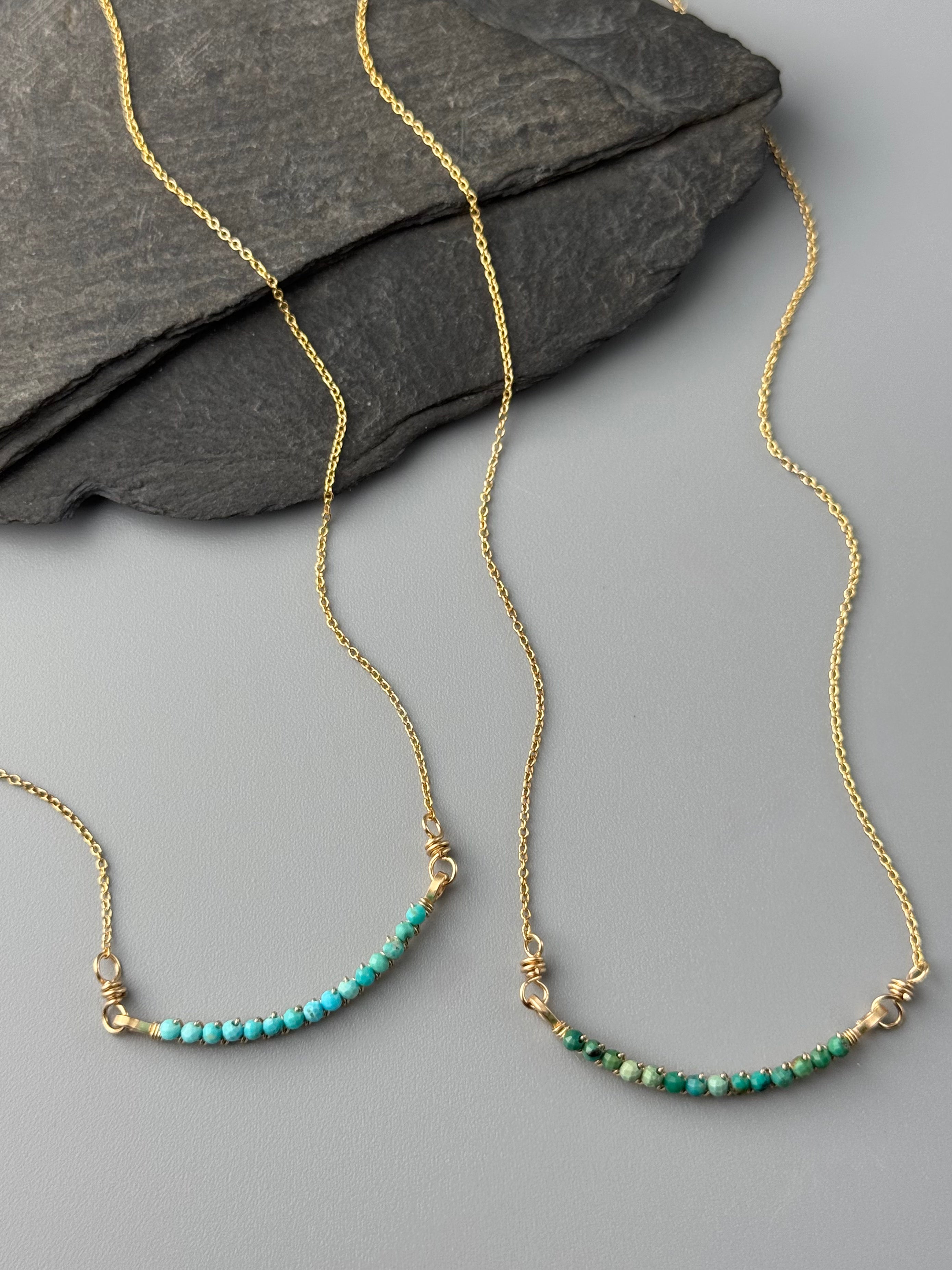 •SMILE• turquoise + gold necklace (16" long)