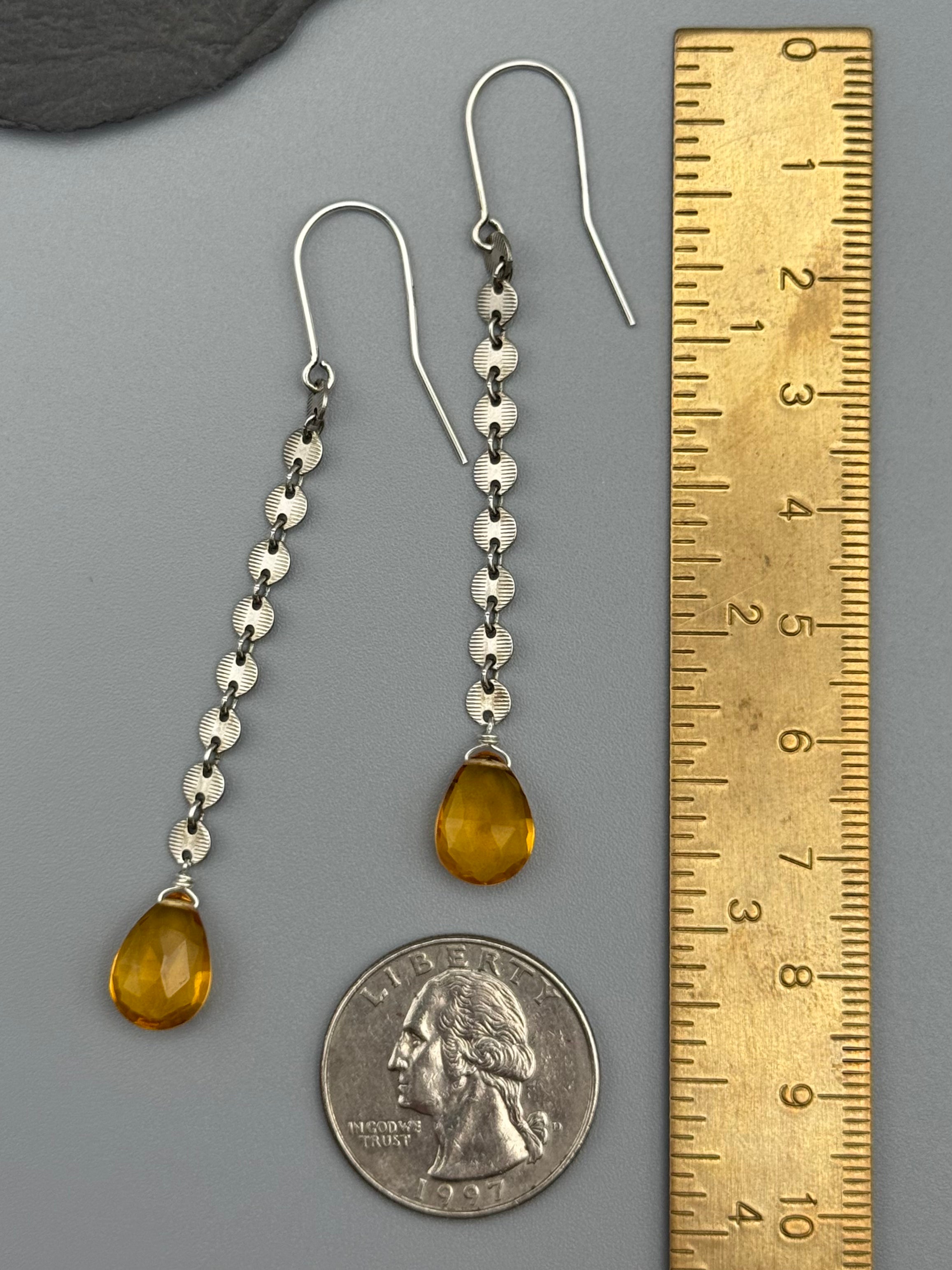 •MANY MOONS• citrine + silver earrings