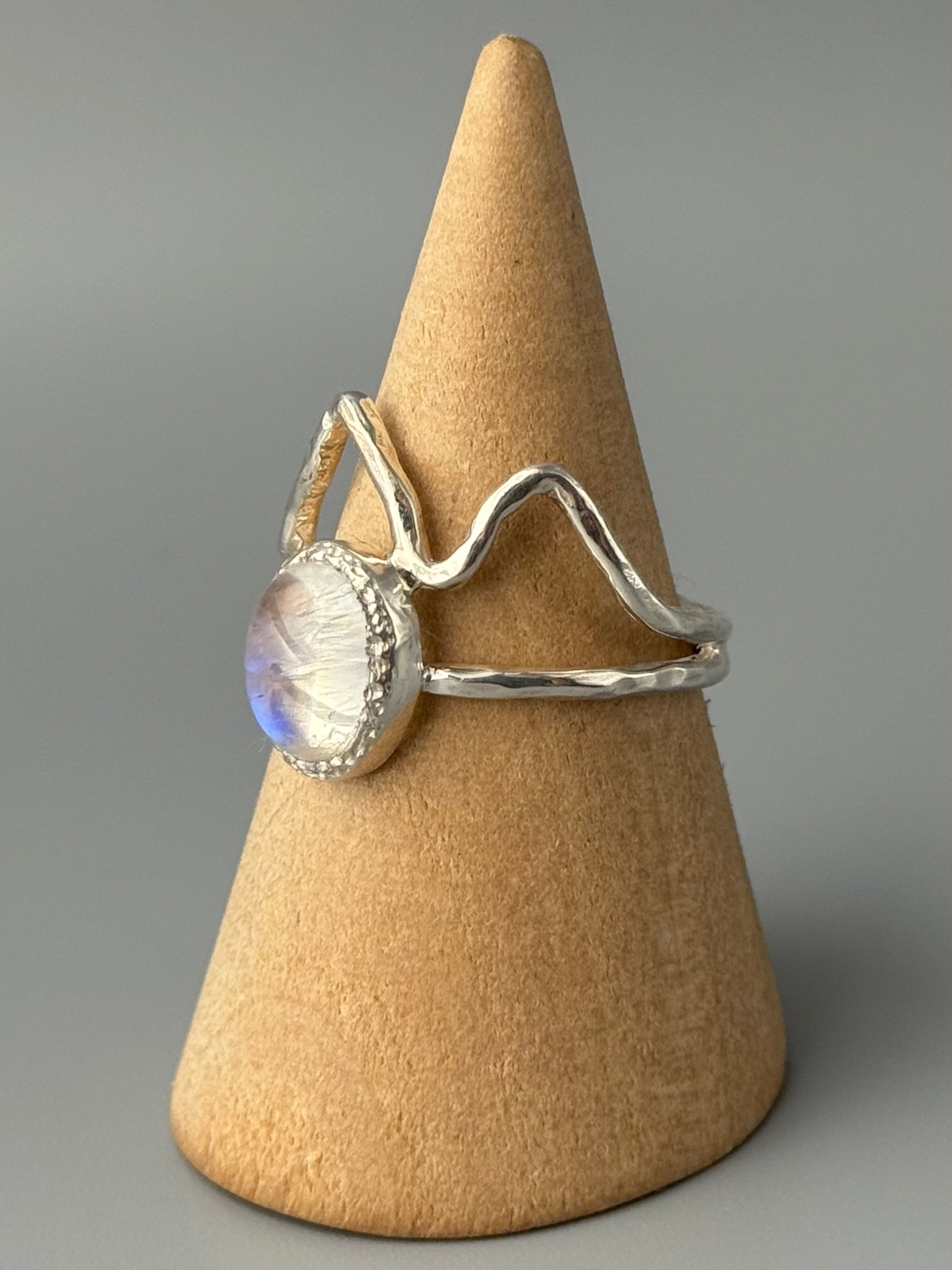 •RAINBOW MOONSTONE - RIDGELINE• silver ring (various sizes)