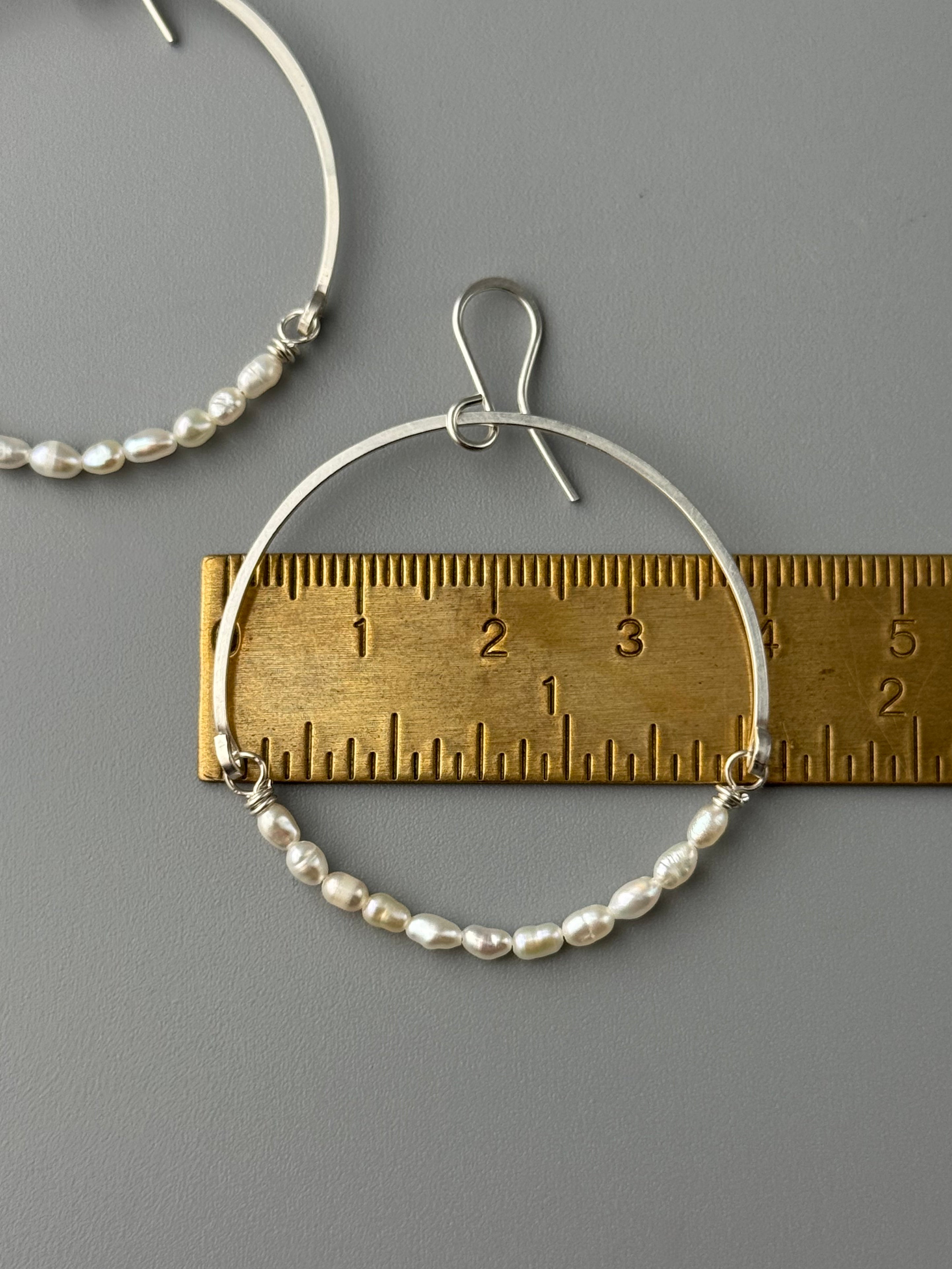 •HOOP DANGLE• pearl + silver earrings