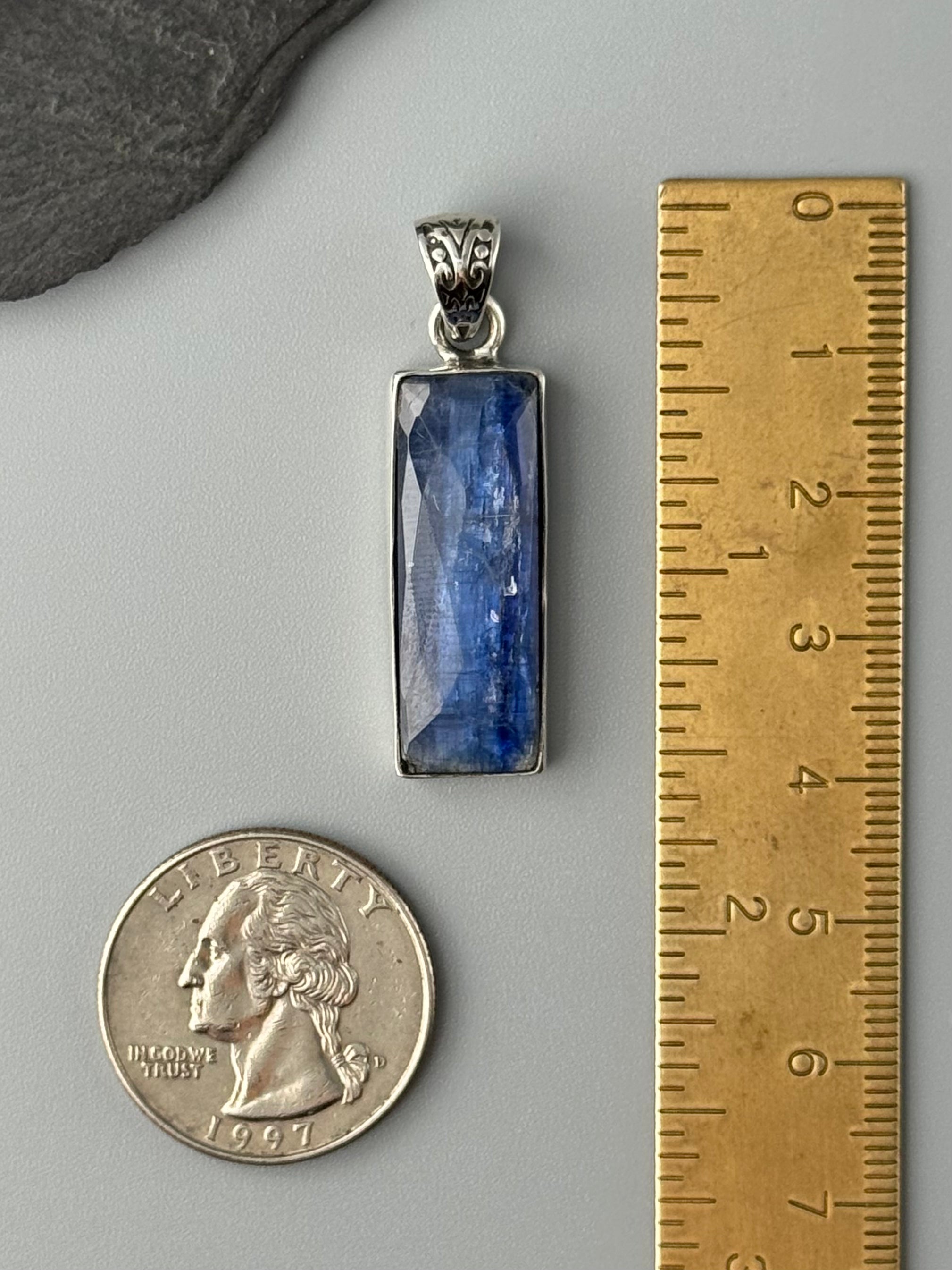 •FACETED KYANITE - RECTANGLE• sterling silver pendant