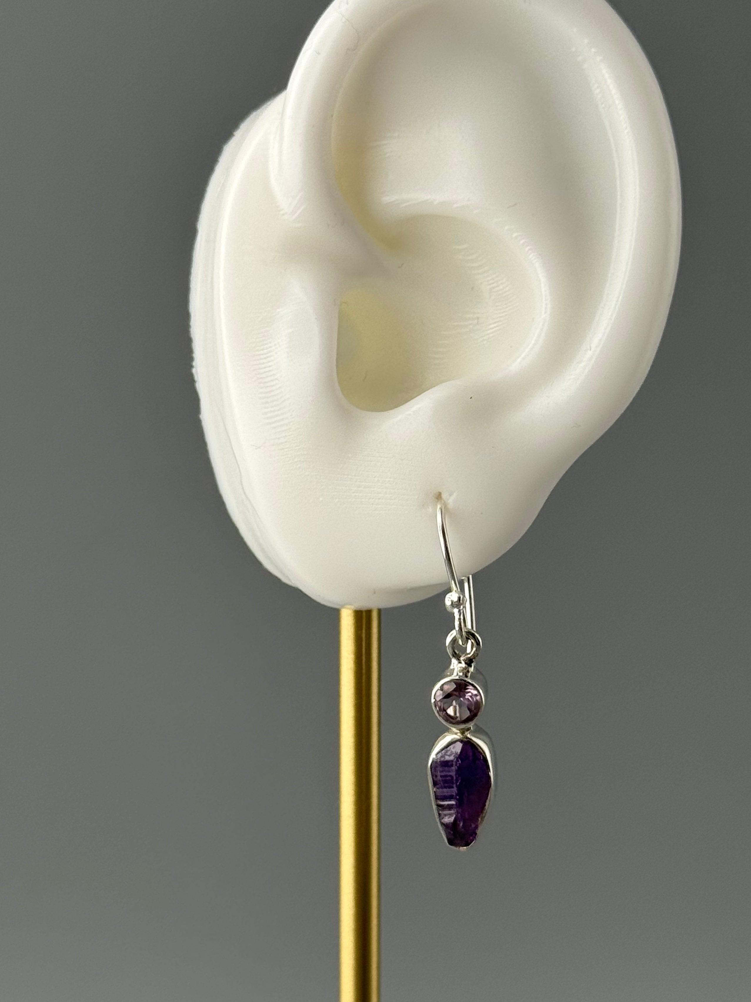 •AMETHYST DUO - 2• silver dangle earrings