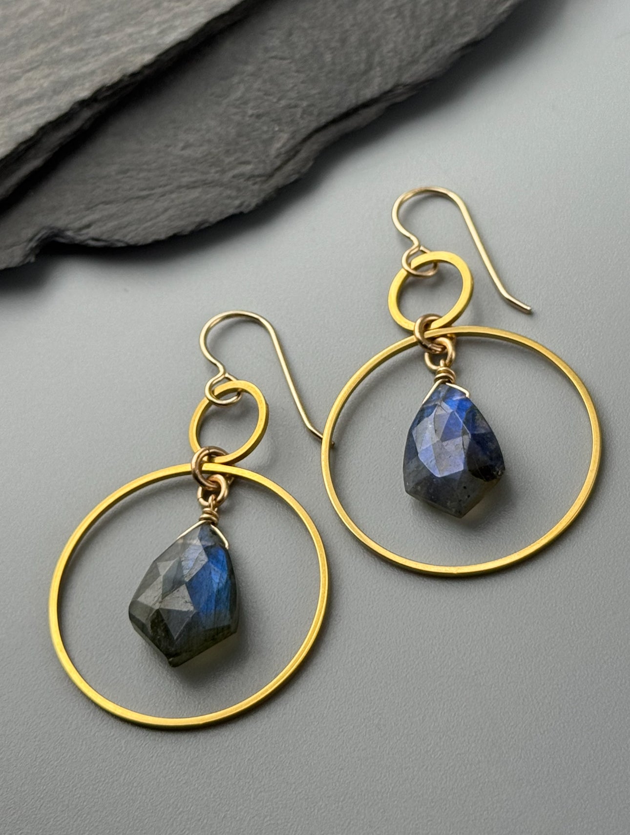 •EQUA-ORBIT• labradorite + gold earrings