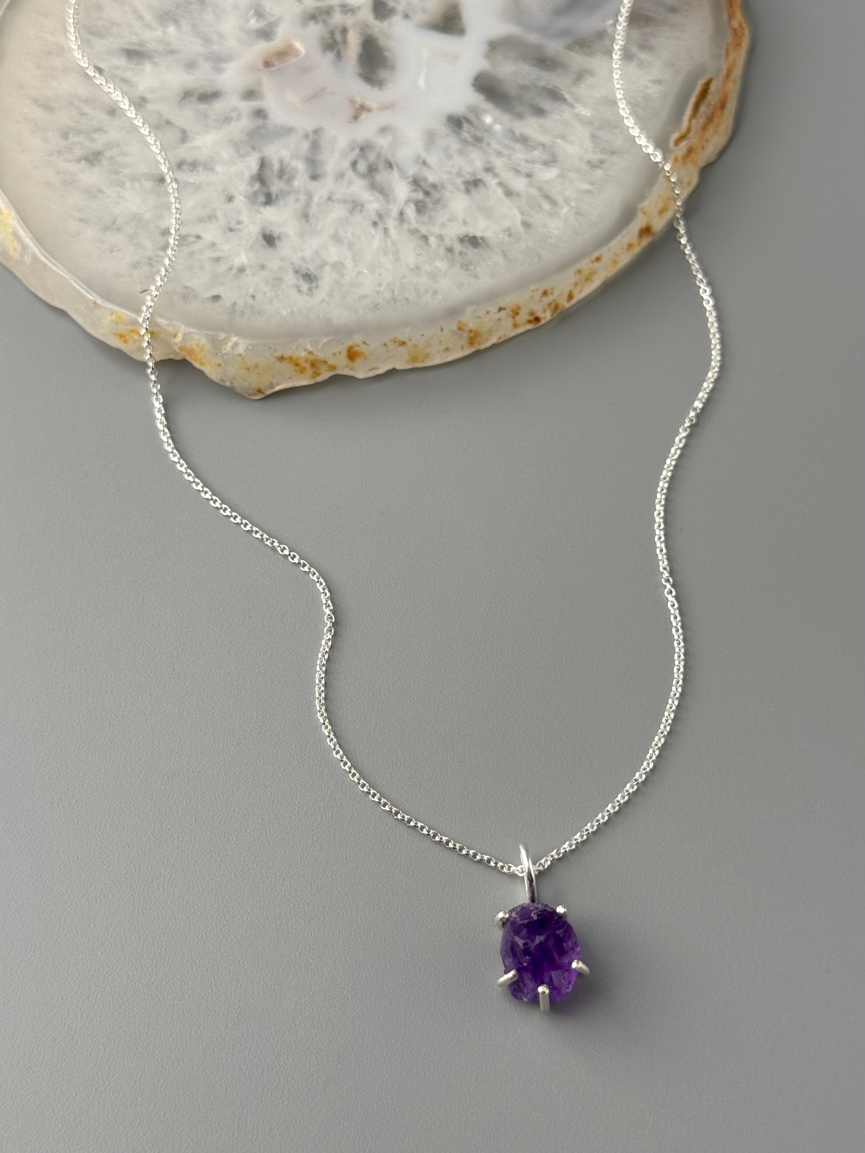•CRADLE• amethyst + silver necklace (18" long)