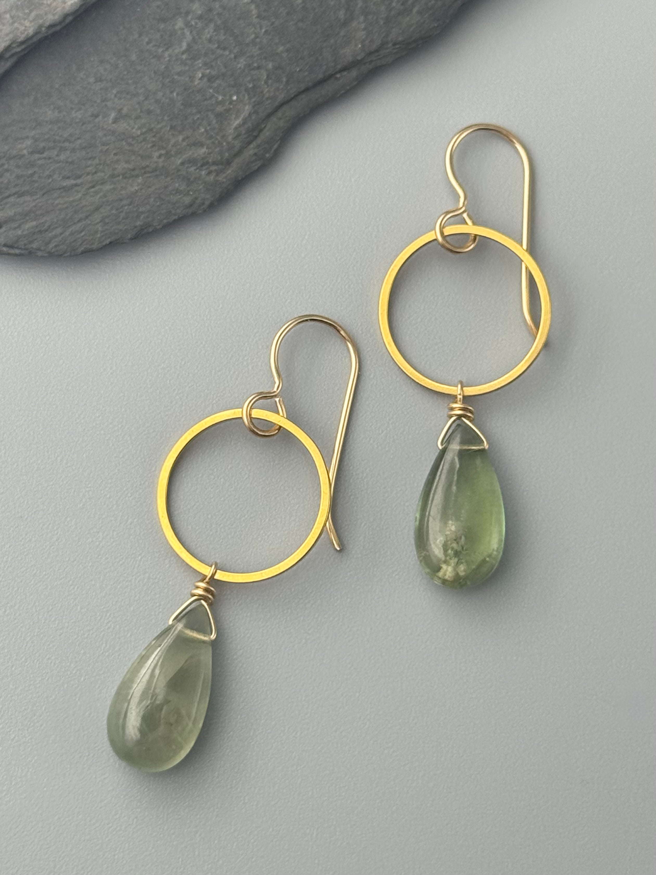 •LUNA• fluorite + gold earrings