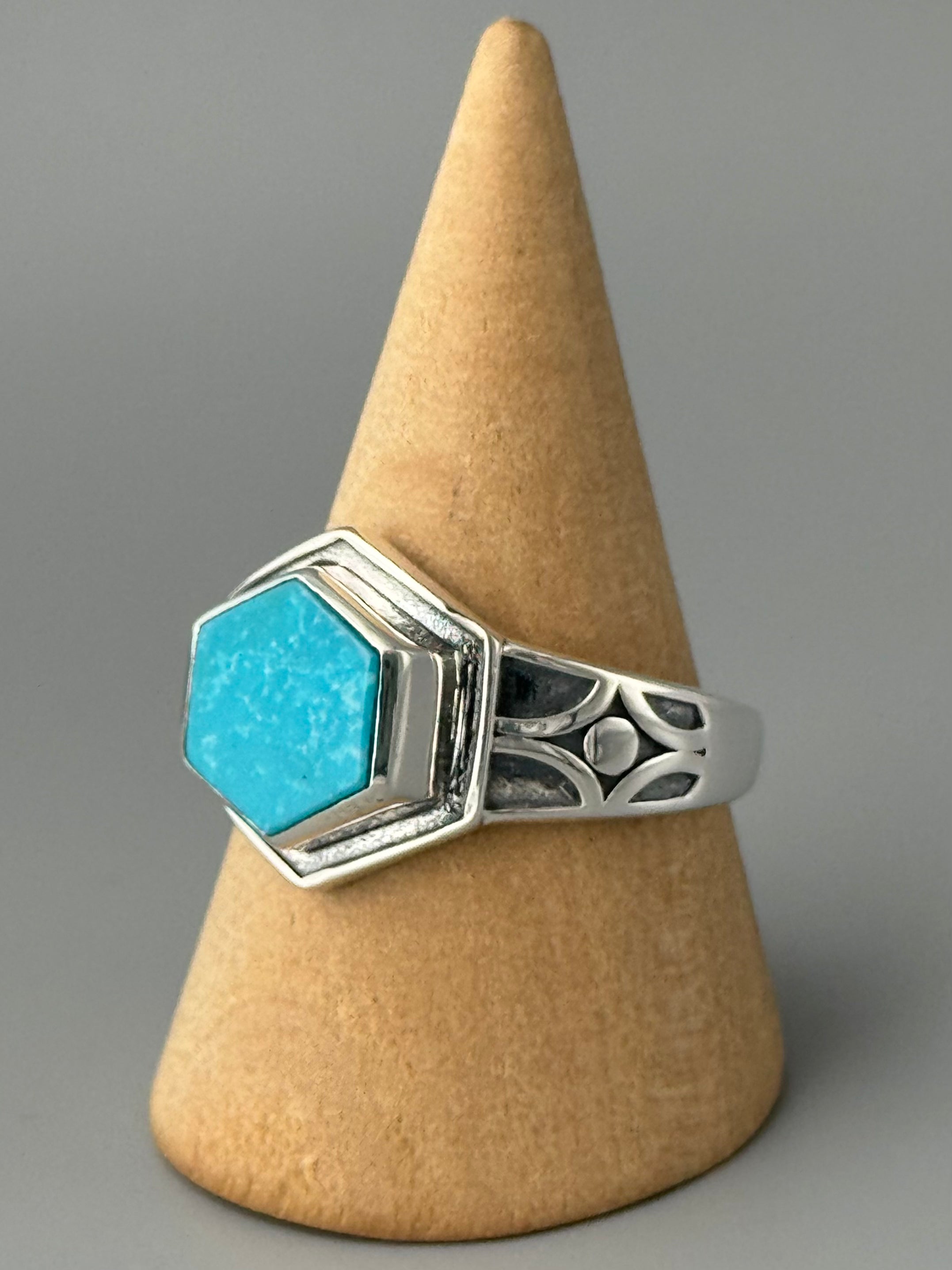 •MEXICAN TURQUOISE - HEX SIGNET• sterling silver ring (various sizes)