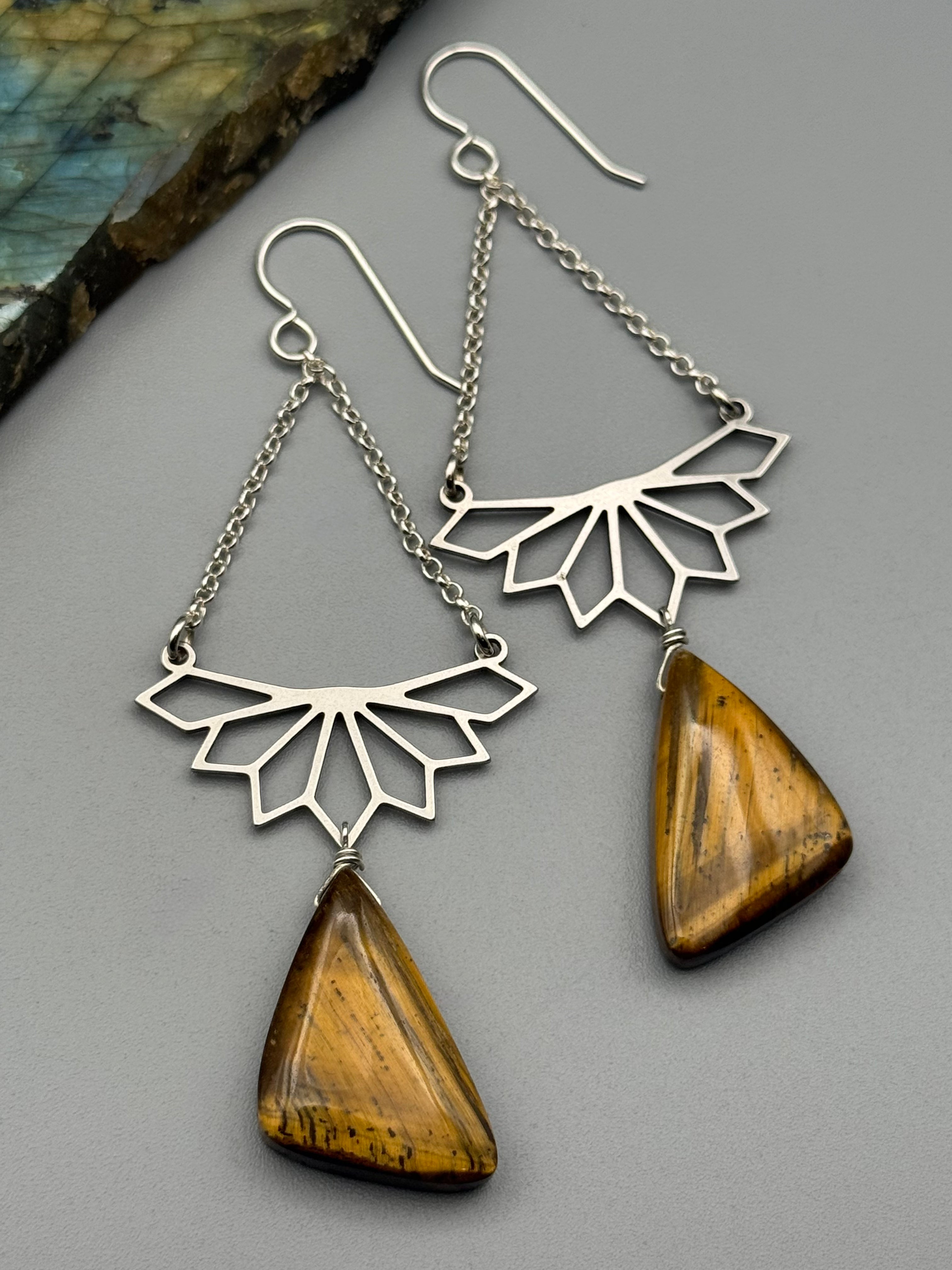 •EMANATE• tiger eye wing + silver earrings