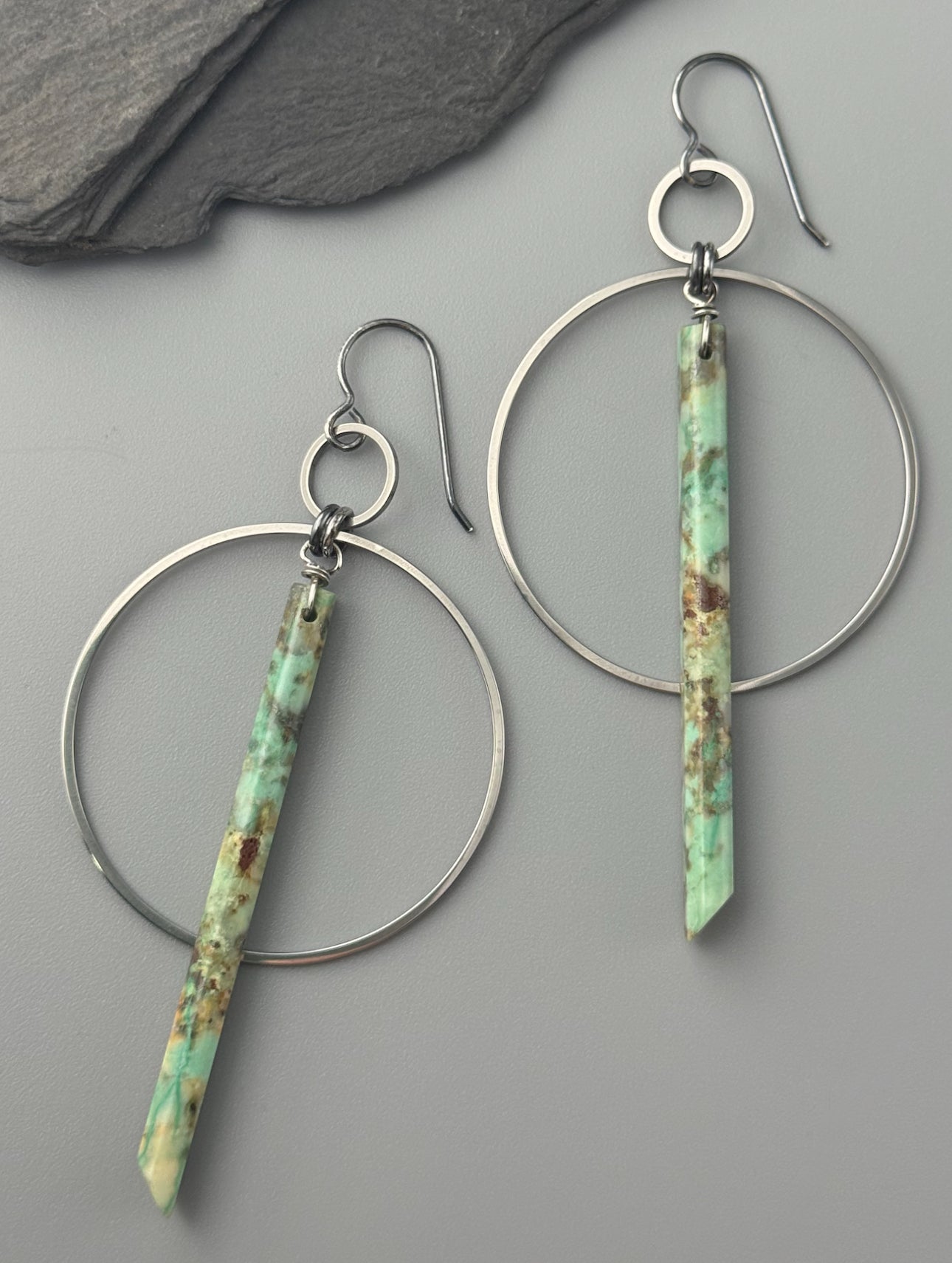 •EQUA-ORBIT• african turquoise + silver earrings