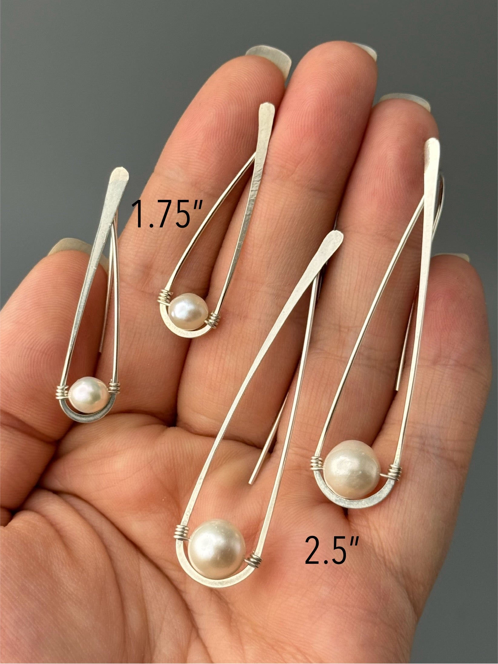 •DEEP DROP THREADER• pearl + silver earrings