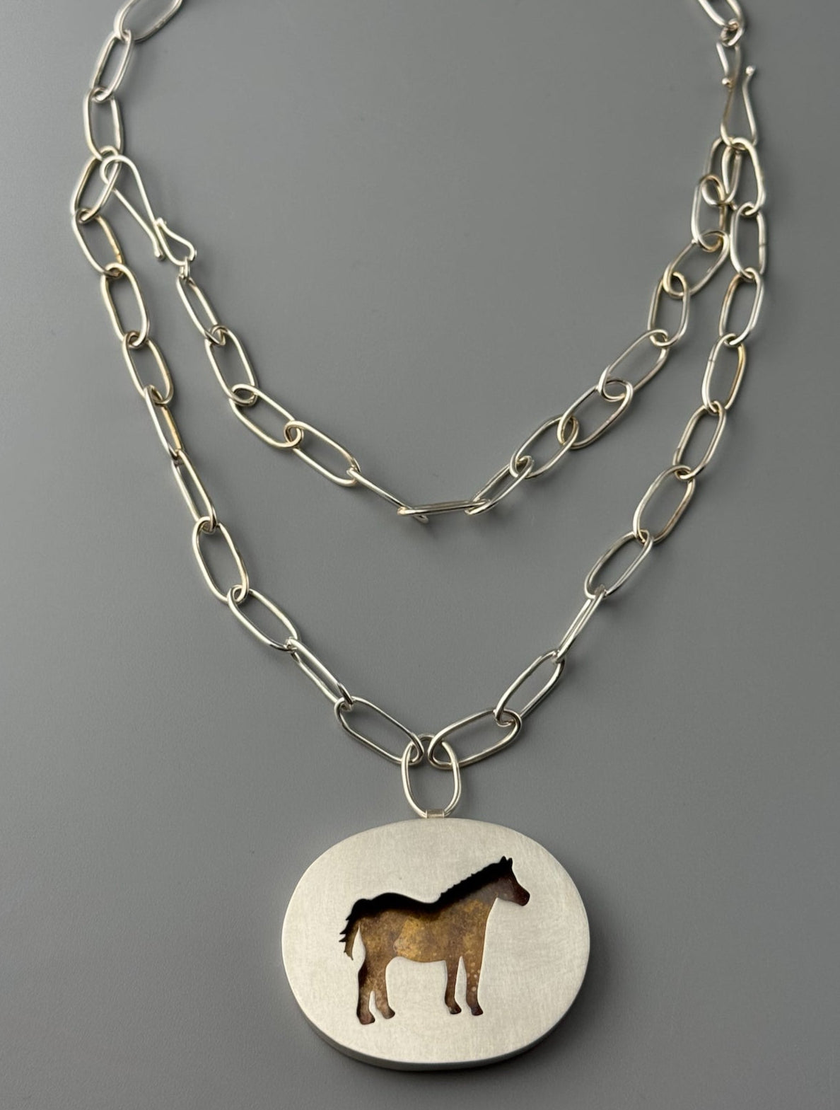 •MUSTANG SALLY• silver horse shadowbox necklace (up to 30" long)