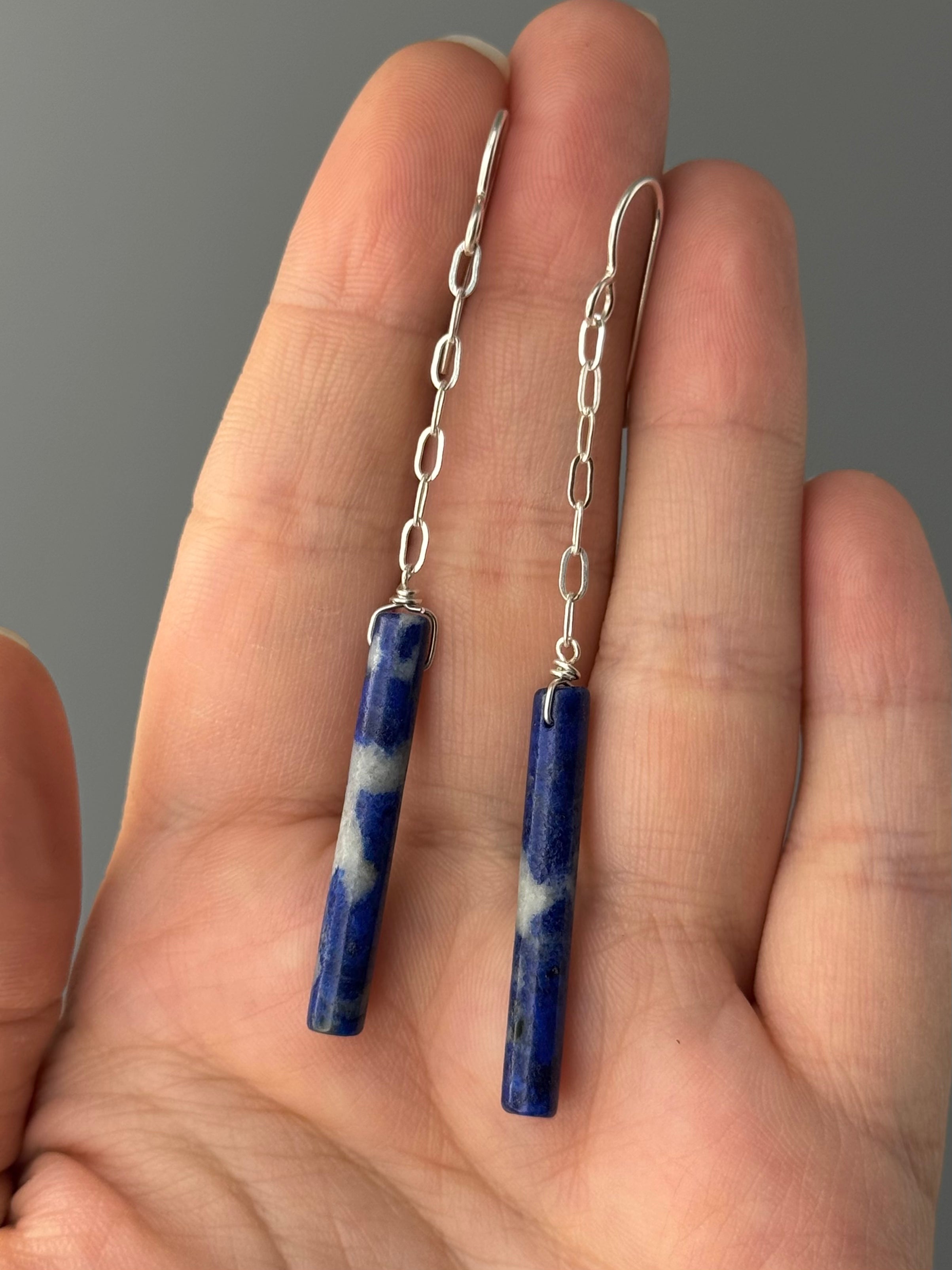 •LINKED• lapis lazuli + silver earrings