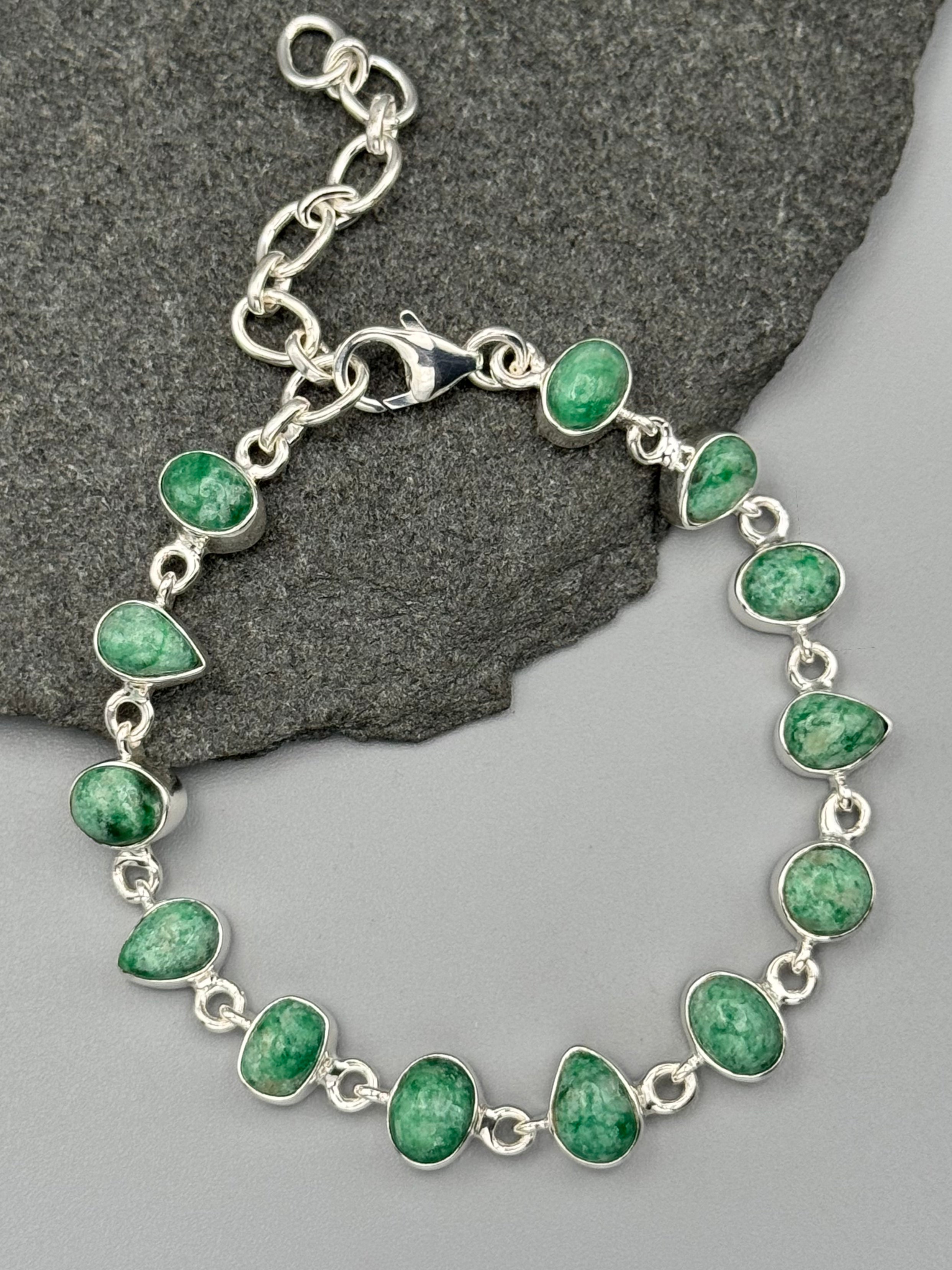 •EMERALD - GEO MIX• linked silver bracelet (7.25" - 9")