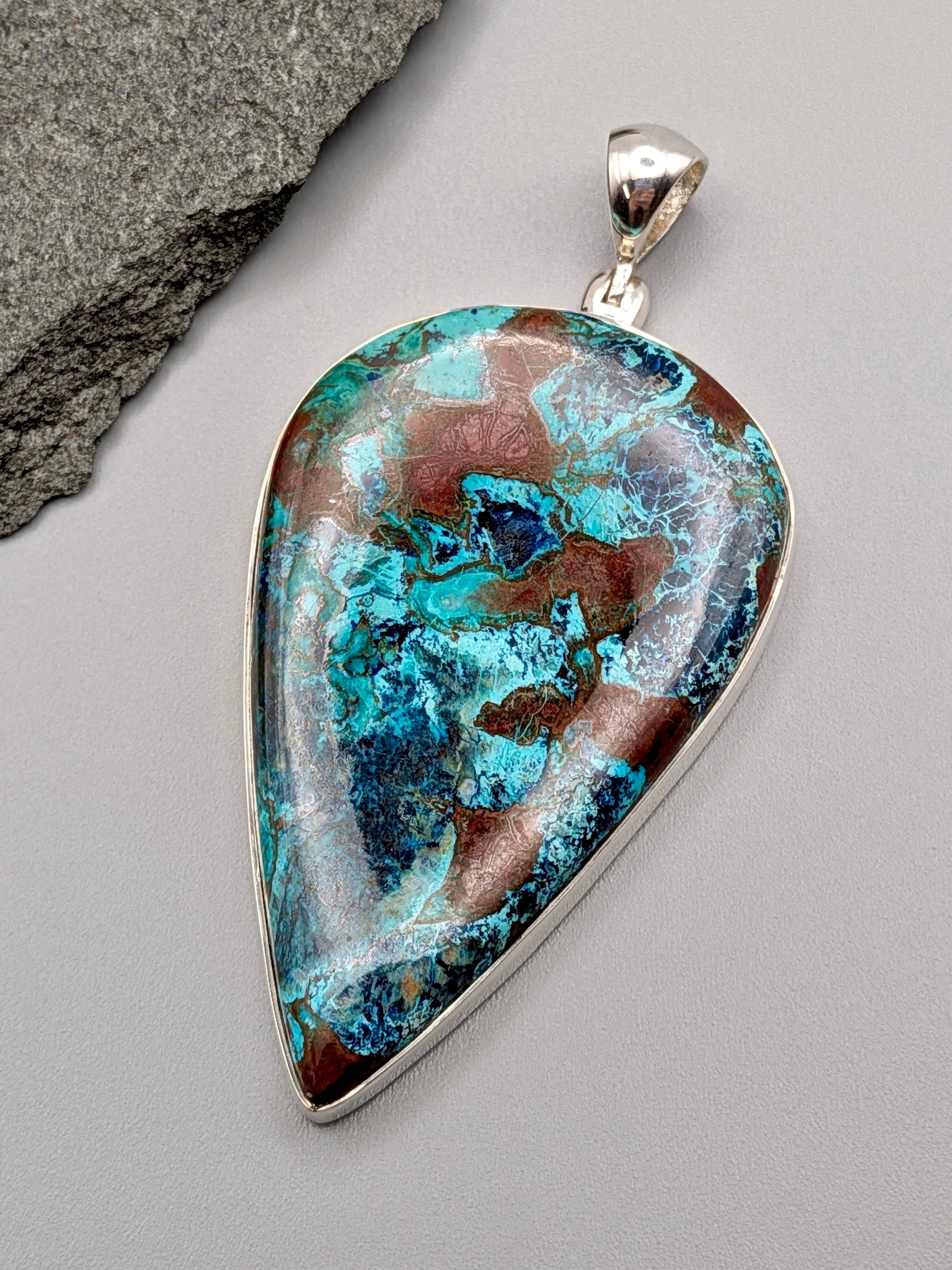 •SHATTUCKITE SPEAR TEAR• sterling silver pendant