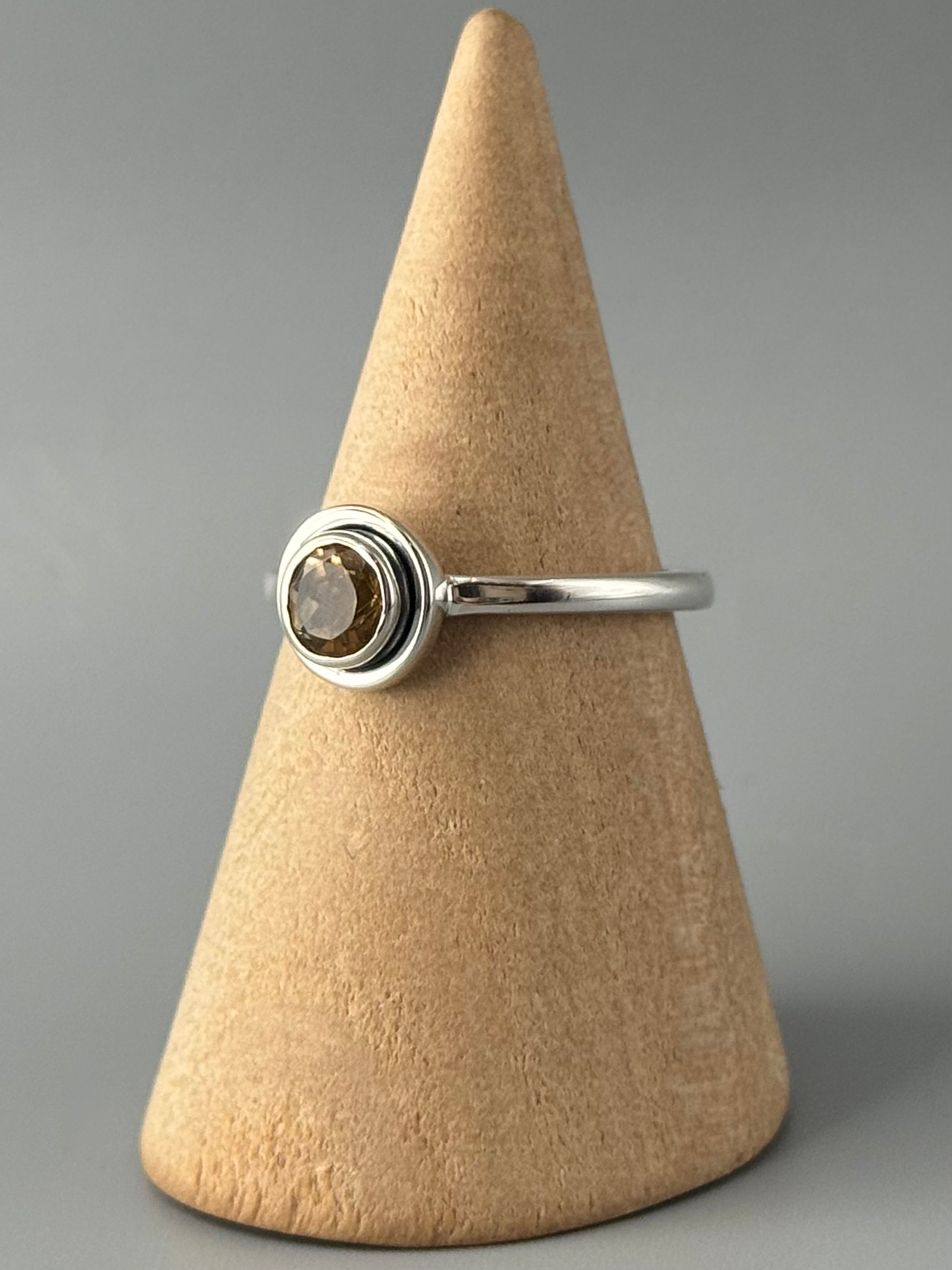 •CITRINE - ROUND• double bezel silver ring (various sizes)