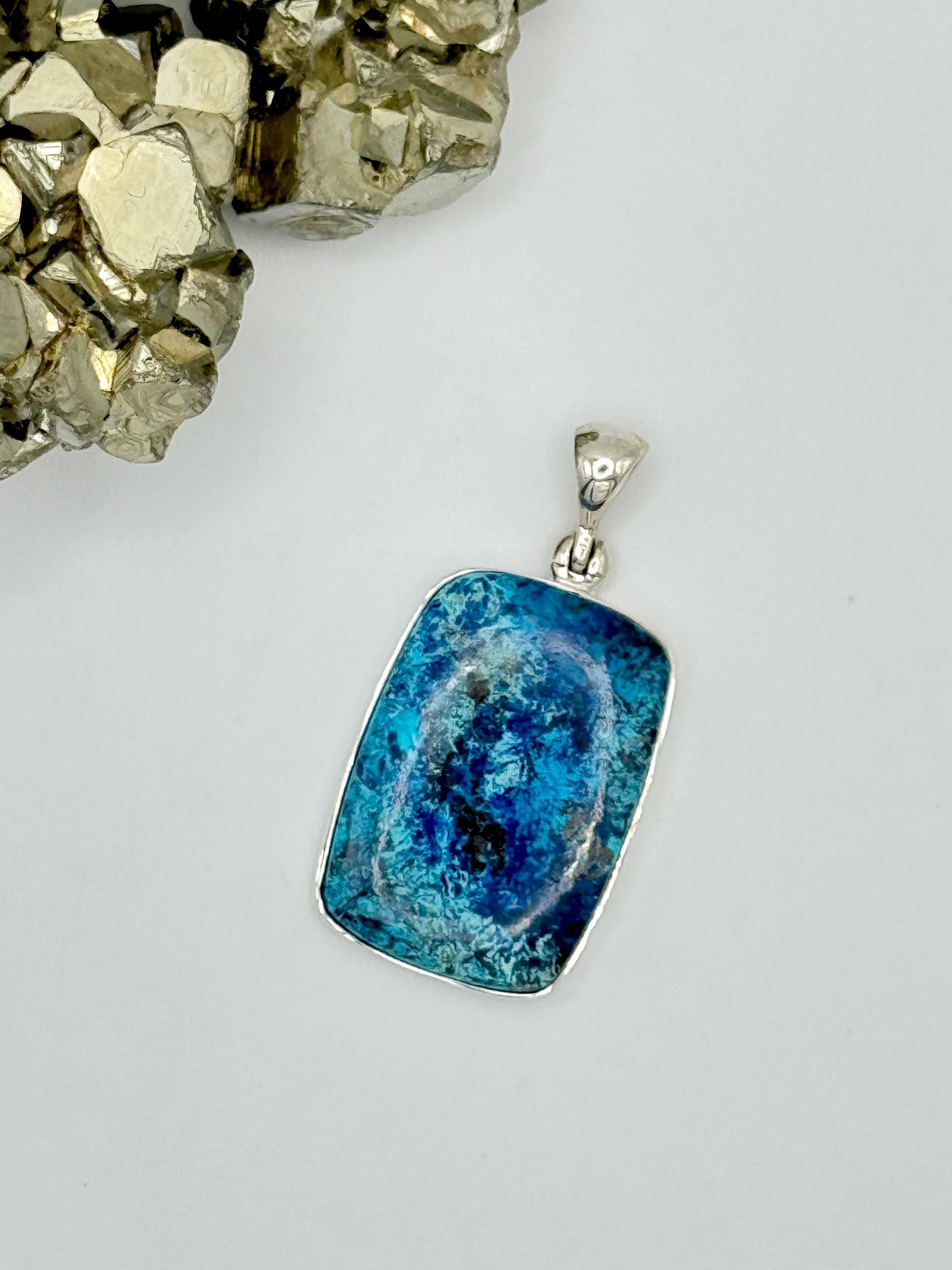 •SHATTUCKITE SOFT SQUARE• sterling silver pendant