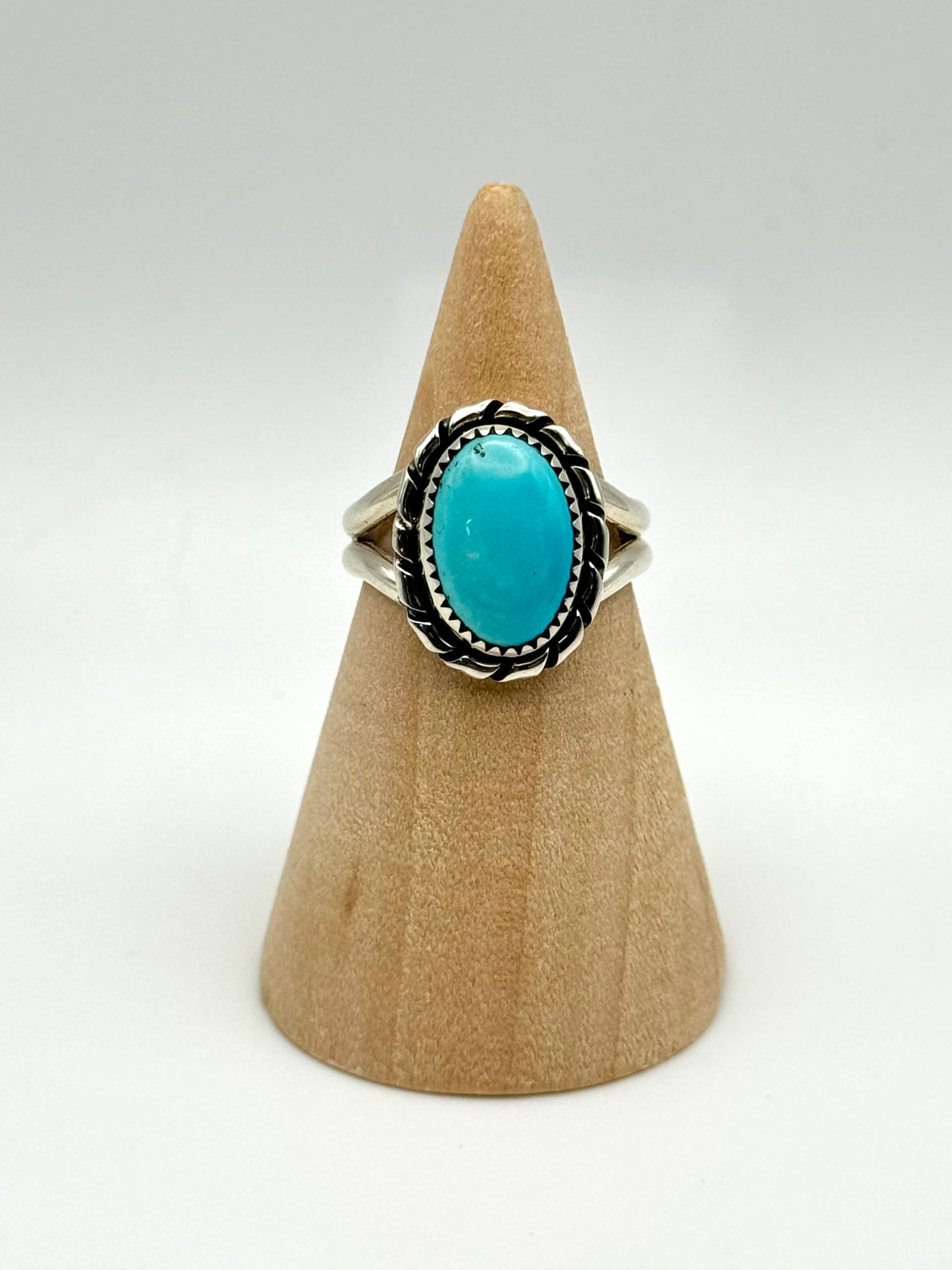 •TURQUOISE - 1• Navajo silver ring (size 6.5)