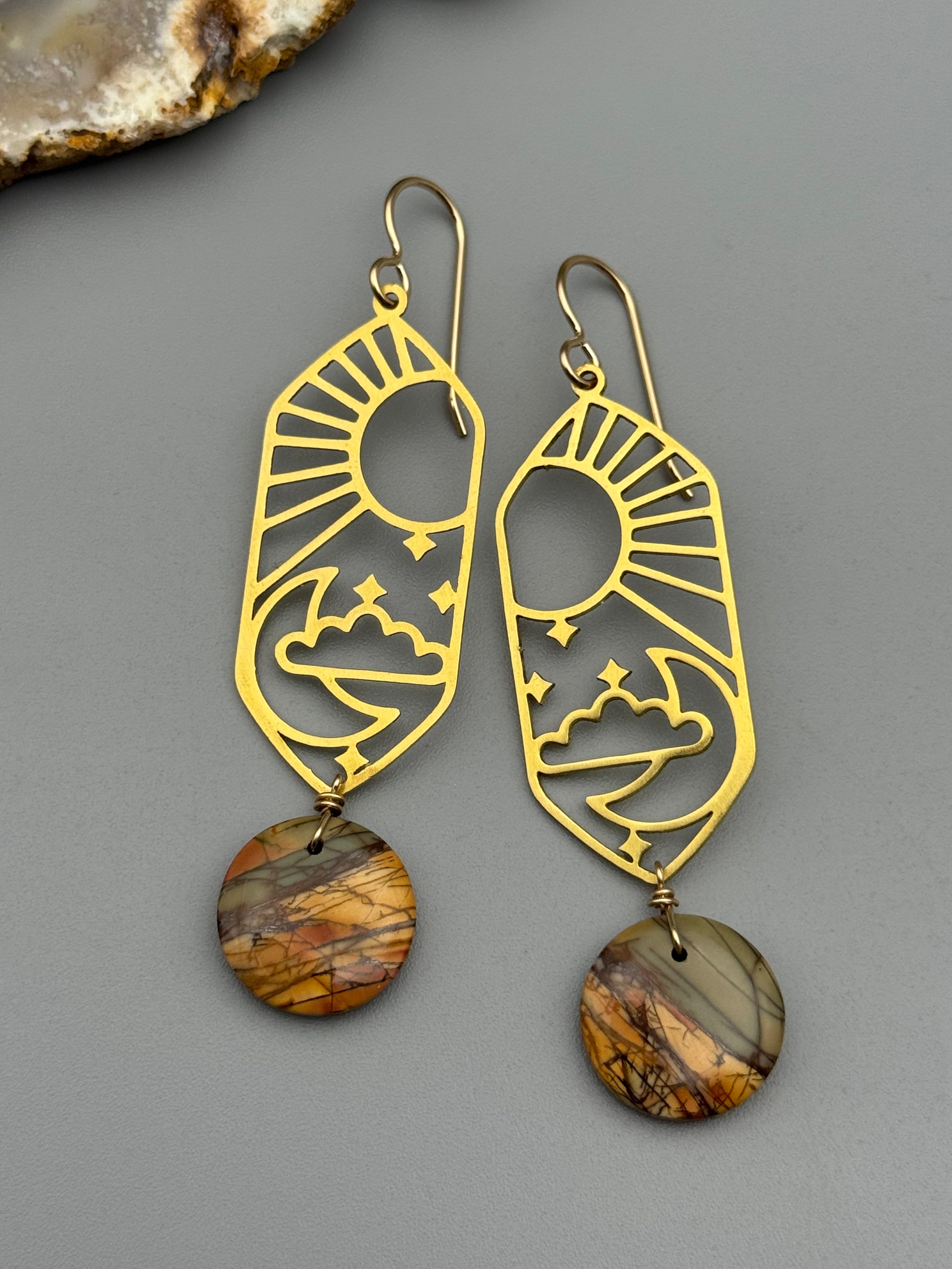 •CELESTIAL NAVIGATION• red creek jasper + gold earrings