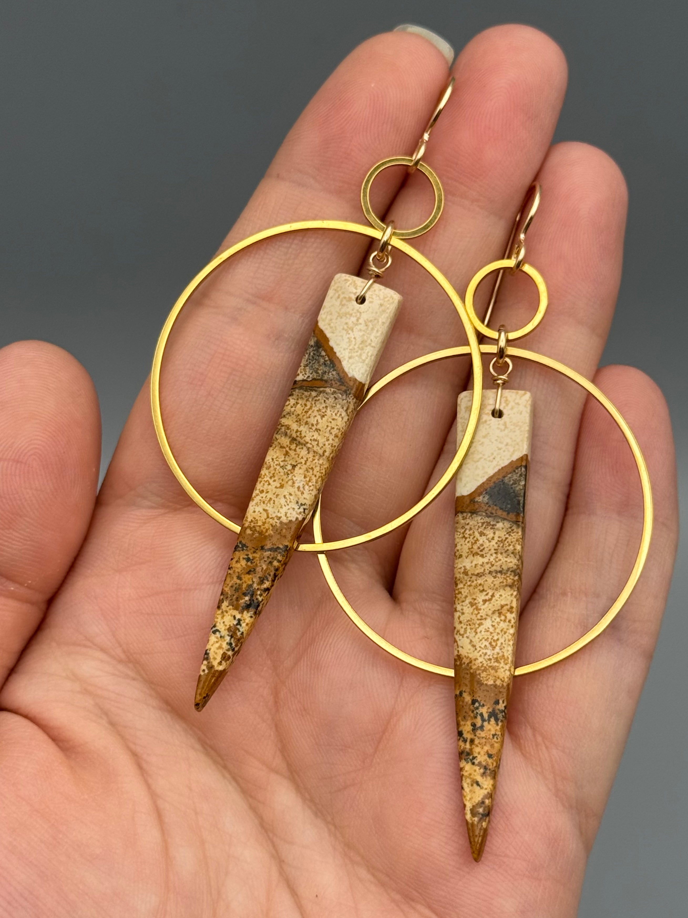 •EQUA-ORBIT• picture jasper + gold earrings