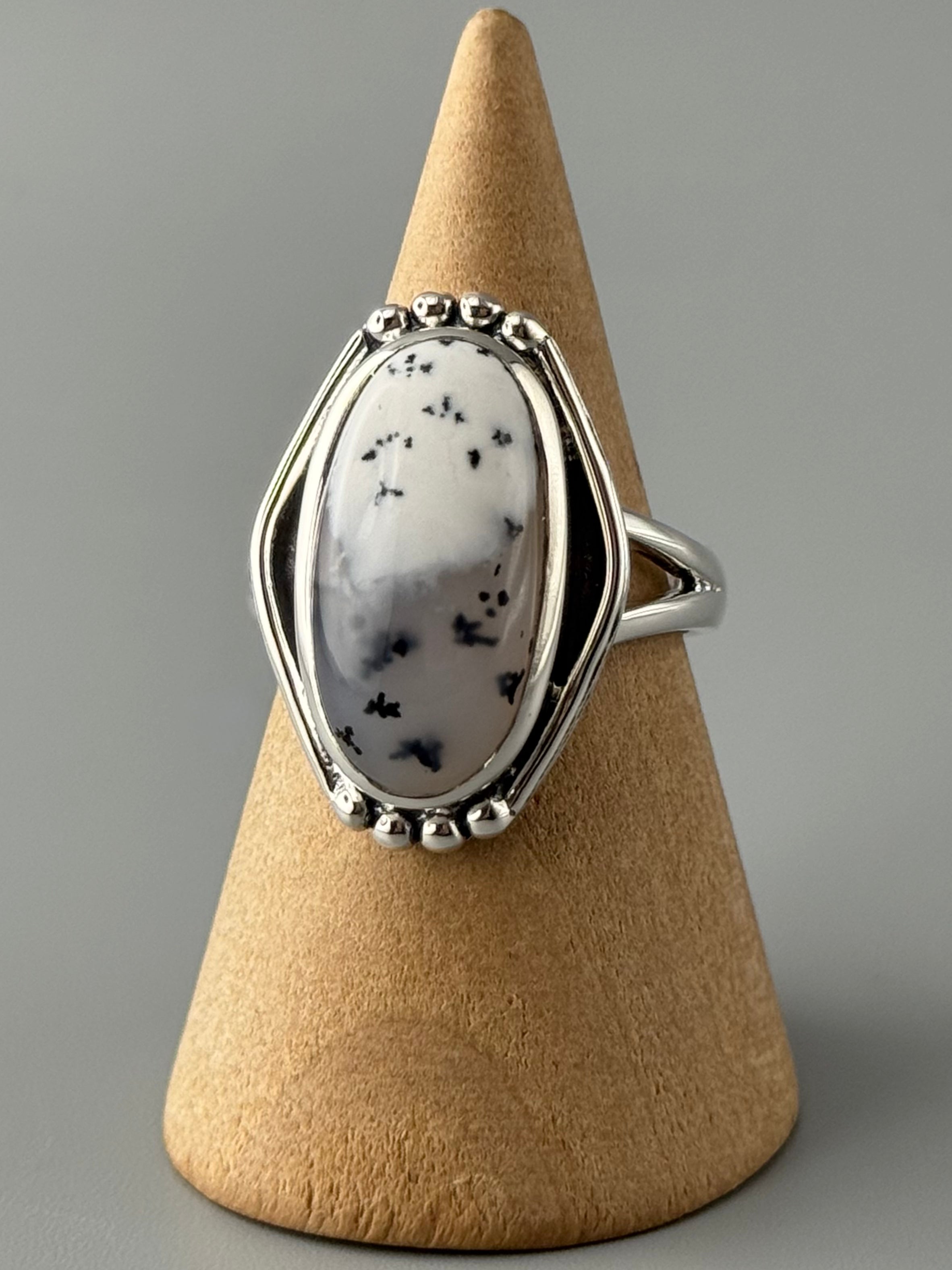 •DENDRITIC OPAL - POLARITY• split band silver ring (various sizes)