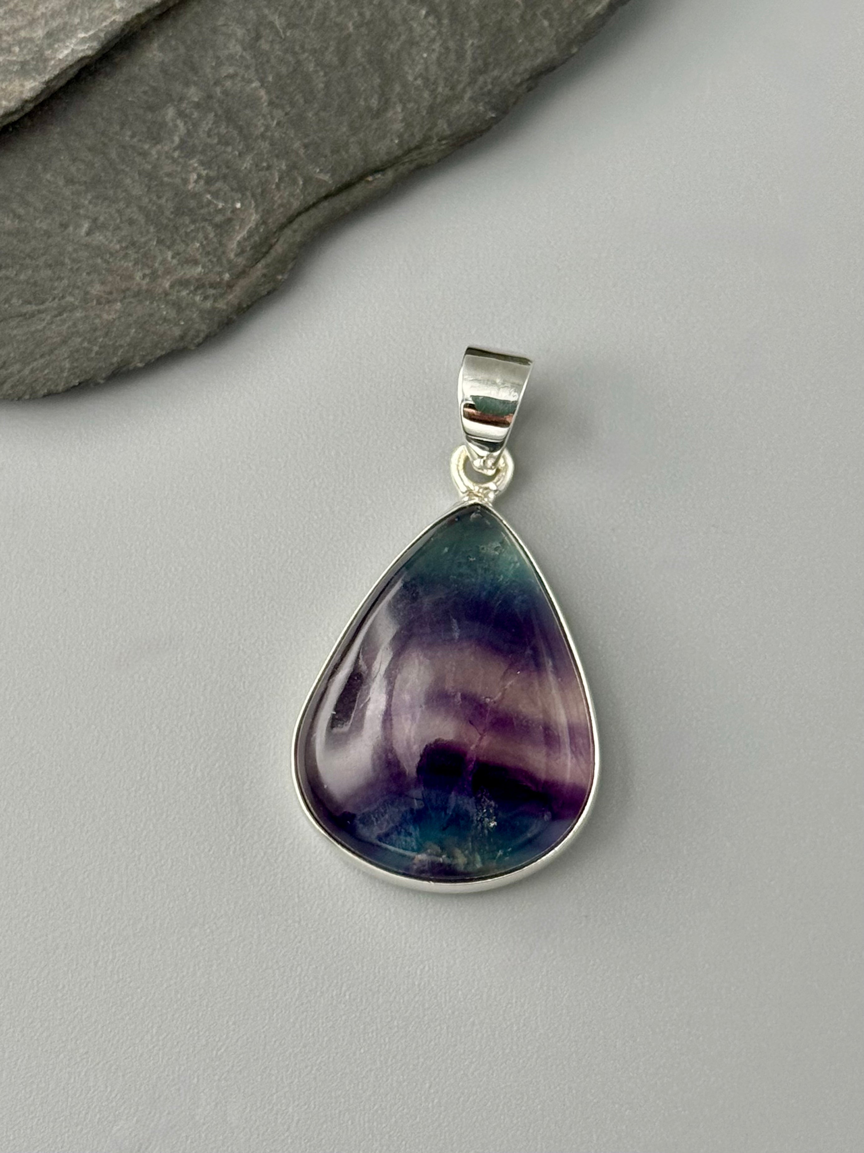 •FLUORITE TEARDROP• sterling silver pendant
