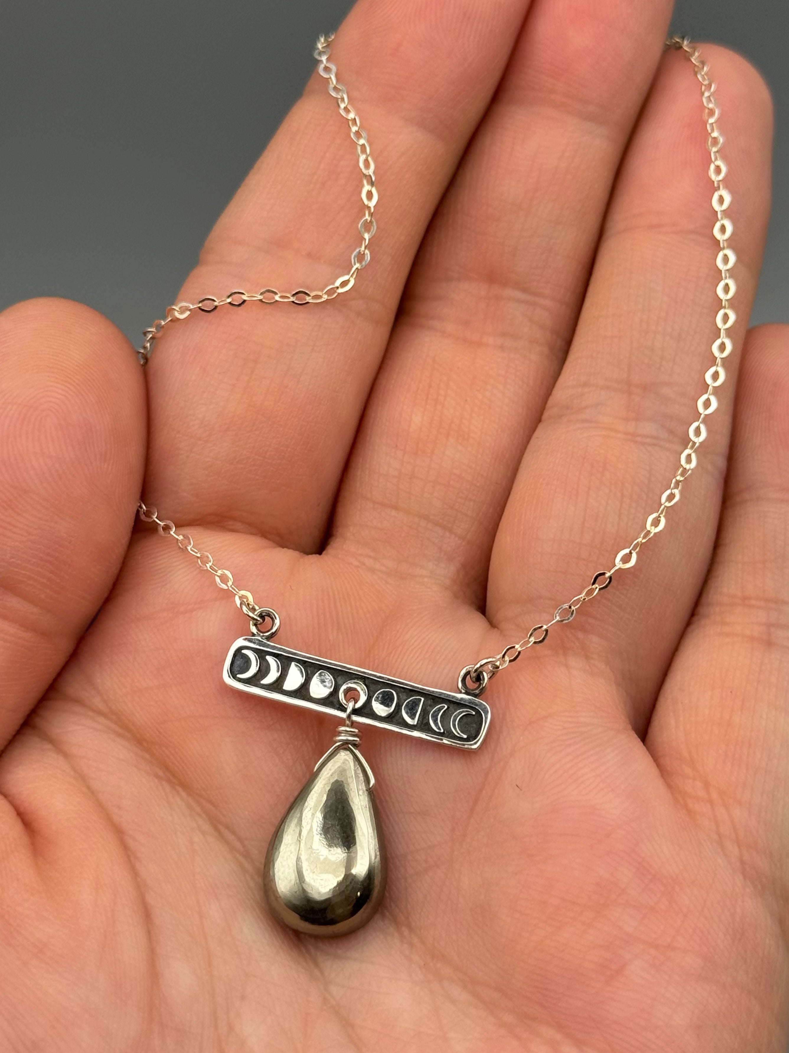 •NYX• pyrite + silver necklace (16"-18" long)