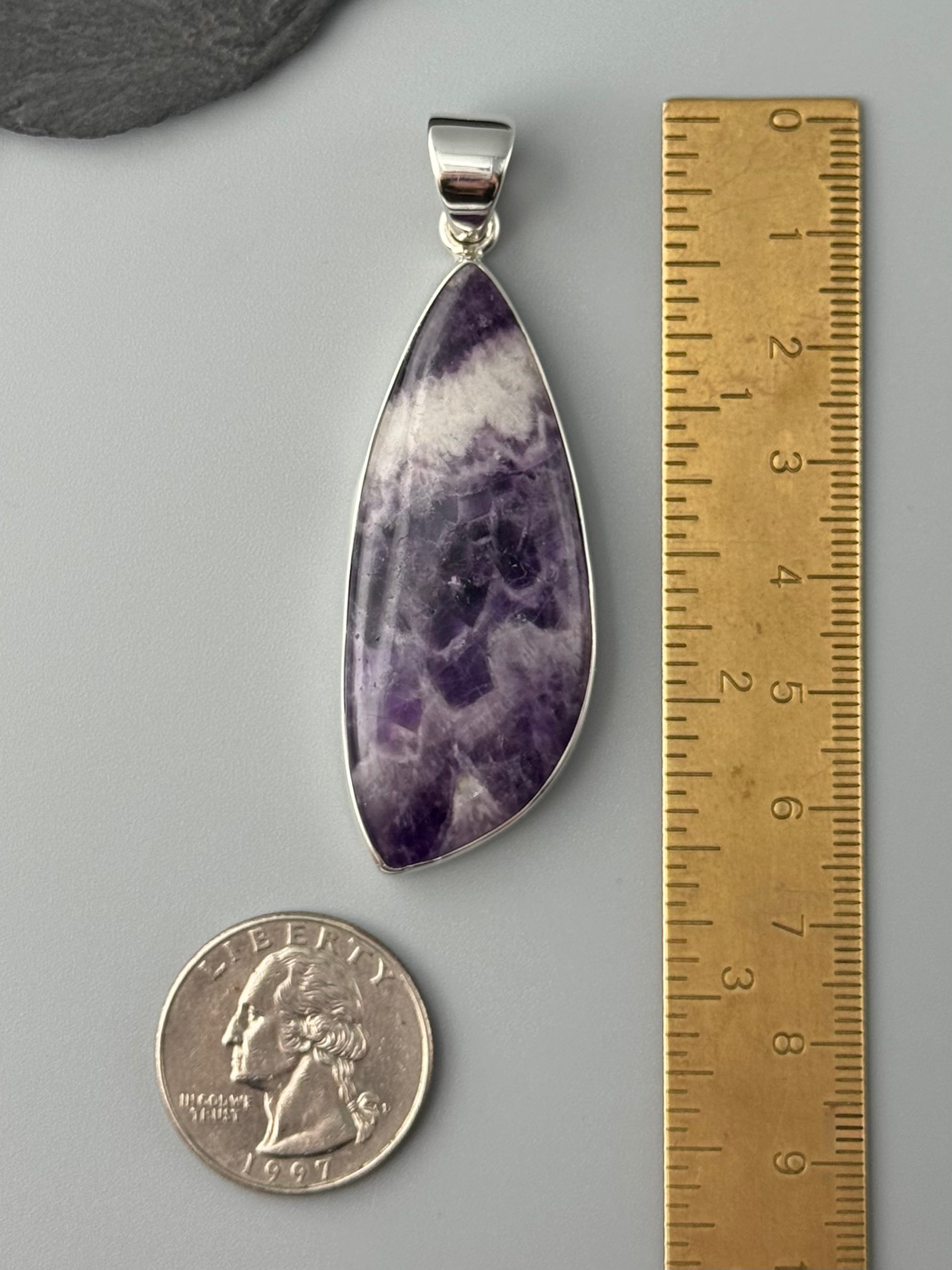 •CHEVRON AMETHYST - FREEFORM• sterling silver pendant