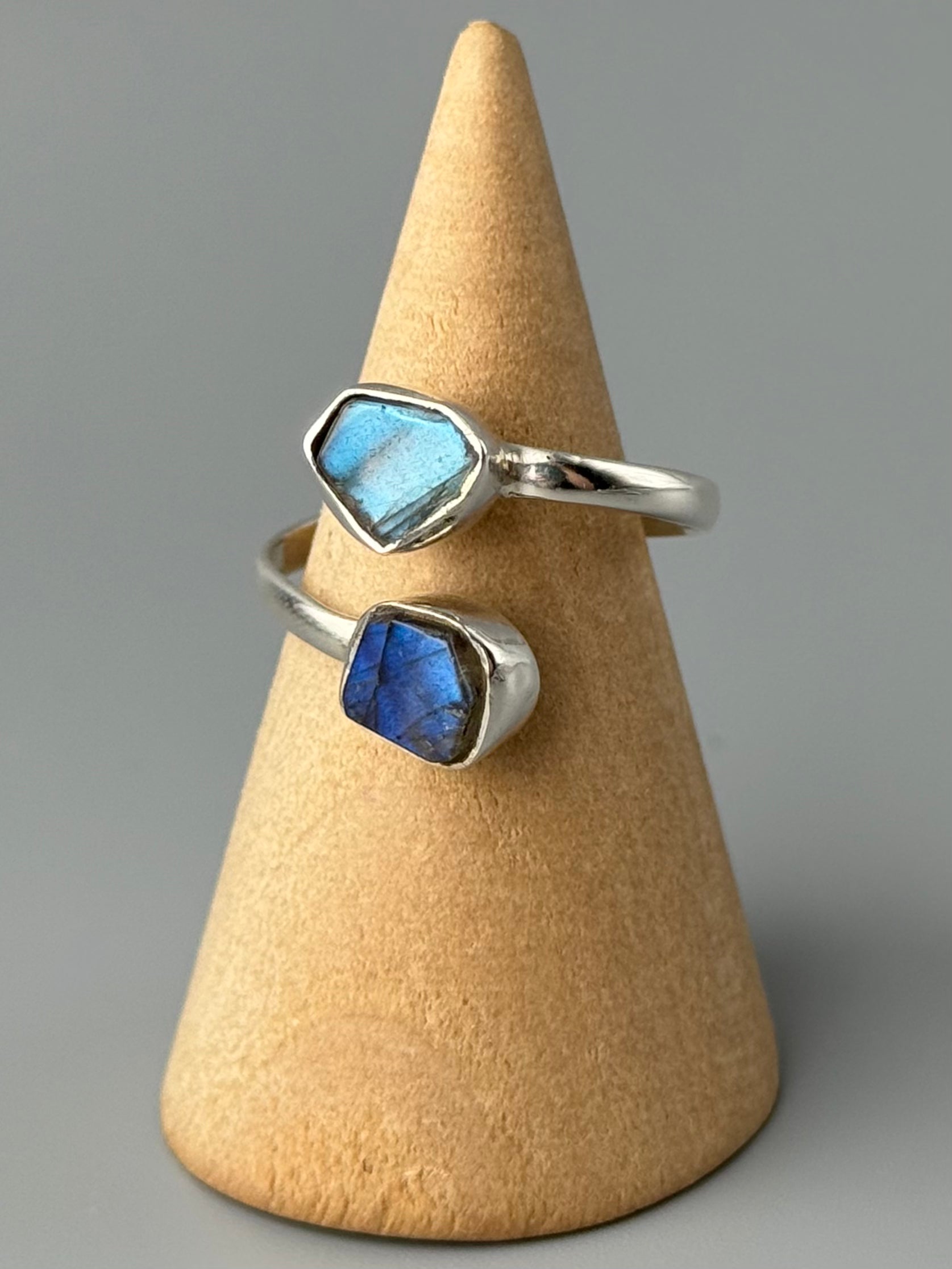•LABRADORITE - LIL' FREEFORMS• adjustable silver ring (various sizes)